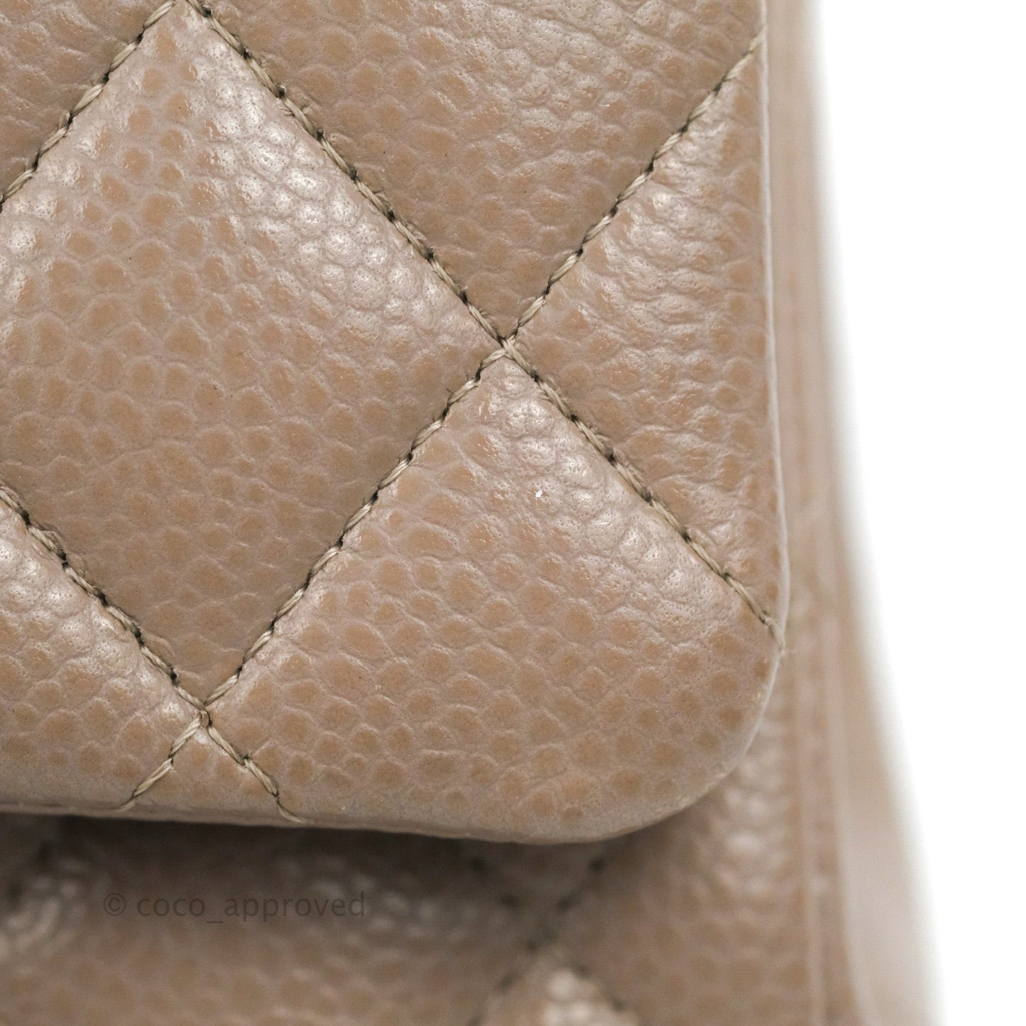 Chanel Classic M/L Medium Flap Quilted Taupe Grey Caviar Silver Hardware