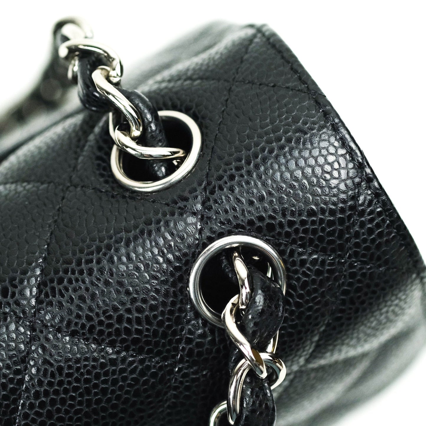 Chanel Classic Jumbo Double Flap Black Quilted Caviar Silver Hardware⁣⁣