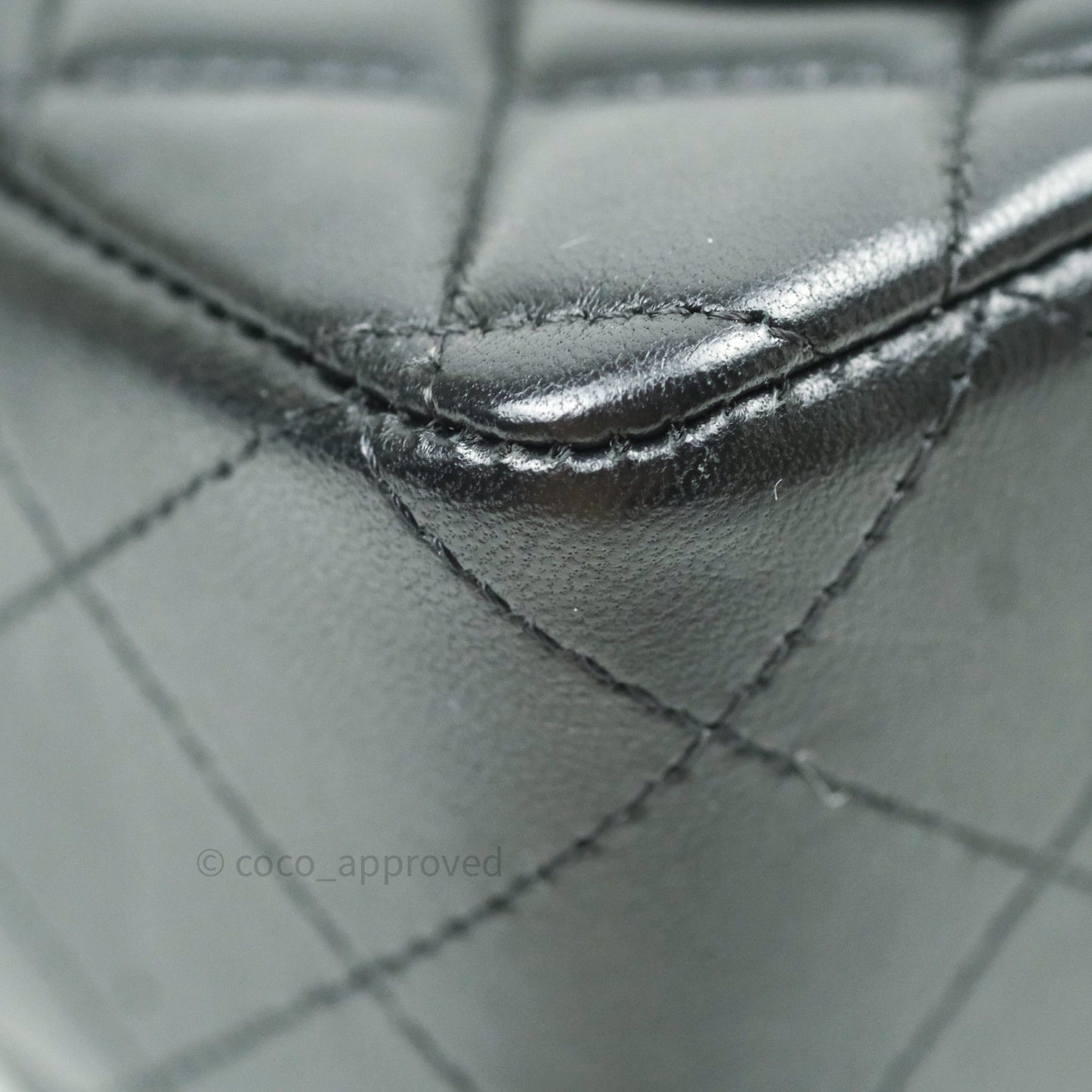 Chanel Quilted Mini Rectangular Black Lambskin Silver Hardware