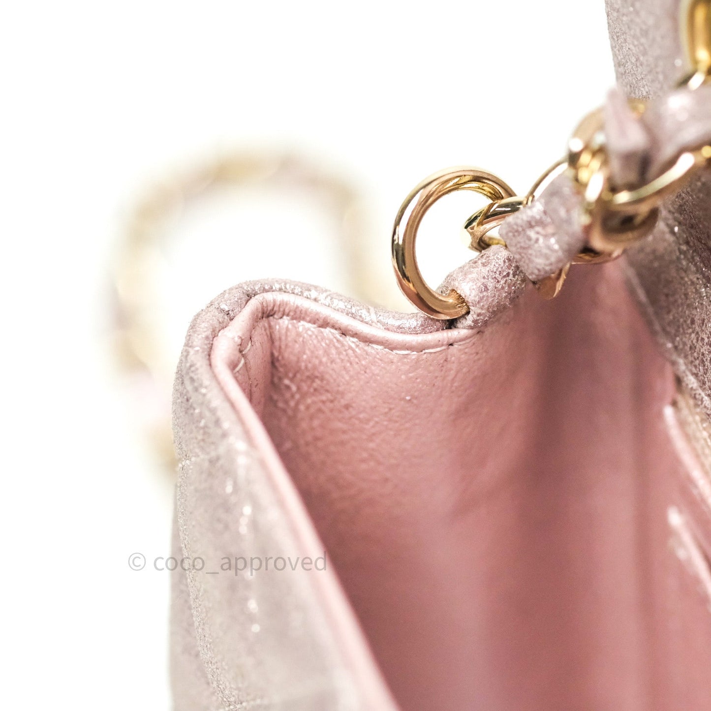 Chanel Metallic Rose Gold Goatskin Quilted Mini Rectangular Flap 14B