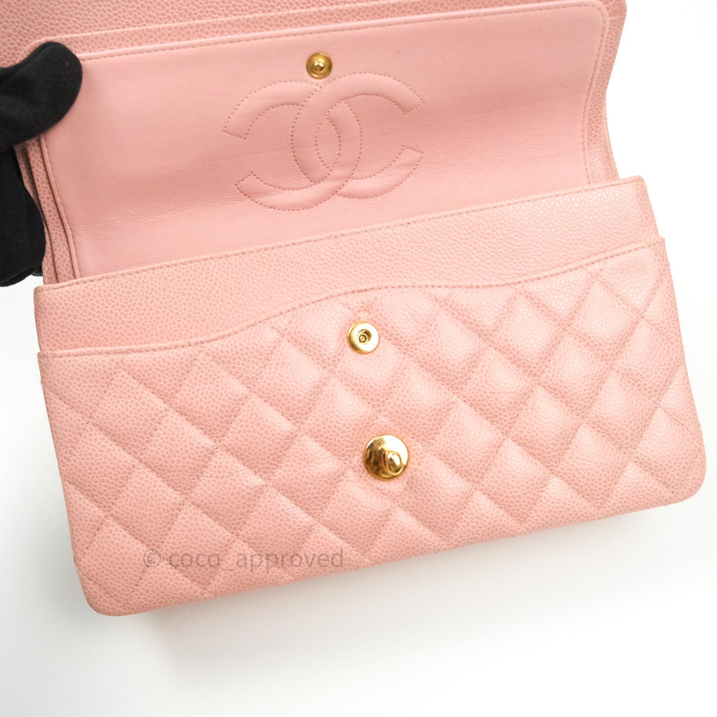 Chanel Classic M/L Medium Double Flap Bag Pink Caviar 24K Gold Hardware