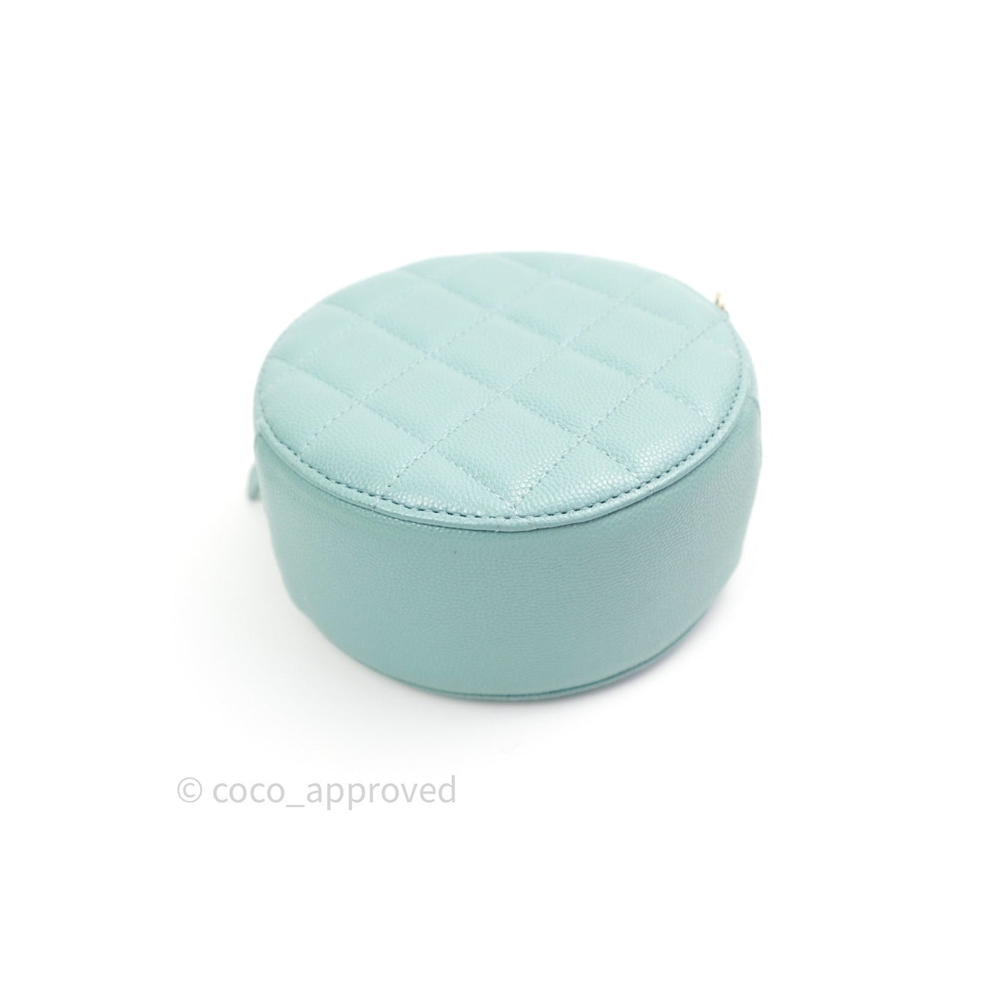 Chanel Round Circle Bag Tiffany Blue Caviar Light Gold Hardware
