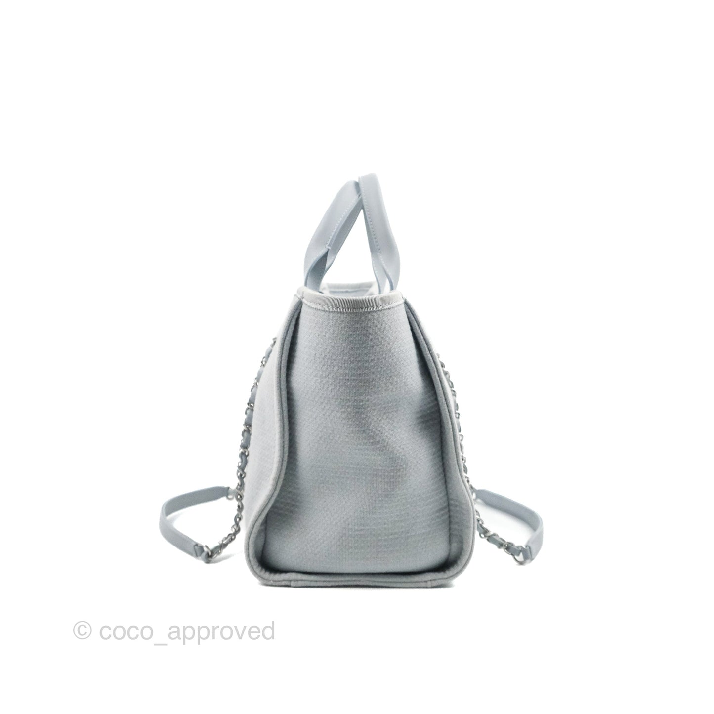 Chanel New Small Deauville Tote Light Blue Silver Hardware