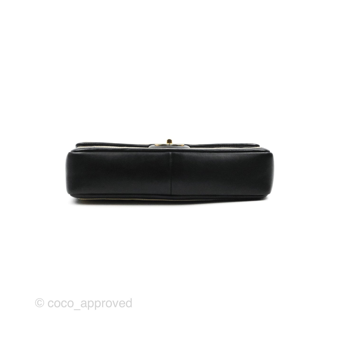 Chanel Quilted Graphic Flap Bag Black/Beige Calfskin Gold Hardware