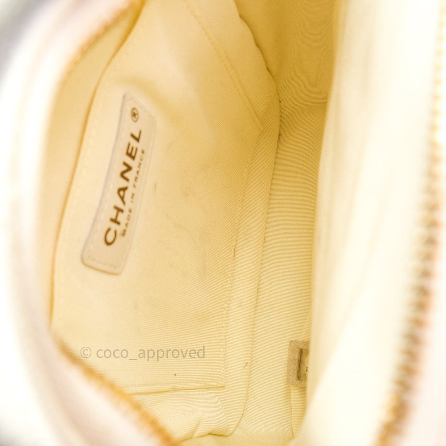 Chanel Quilted Small CC Day Backpack Ivory Caviar Light Gold Hardware