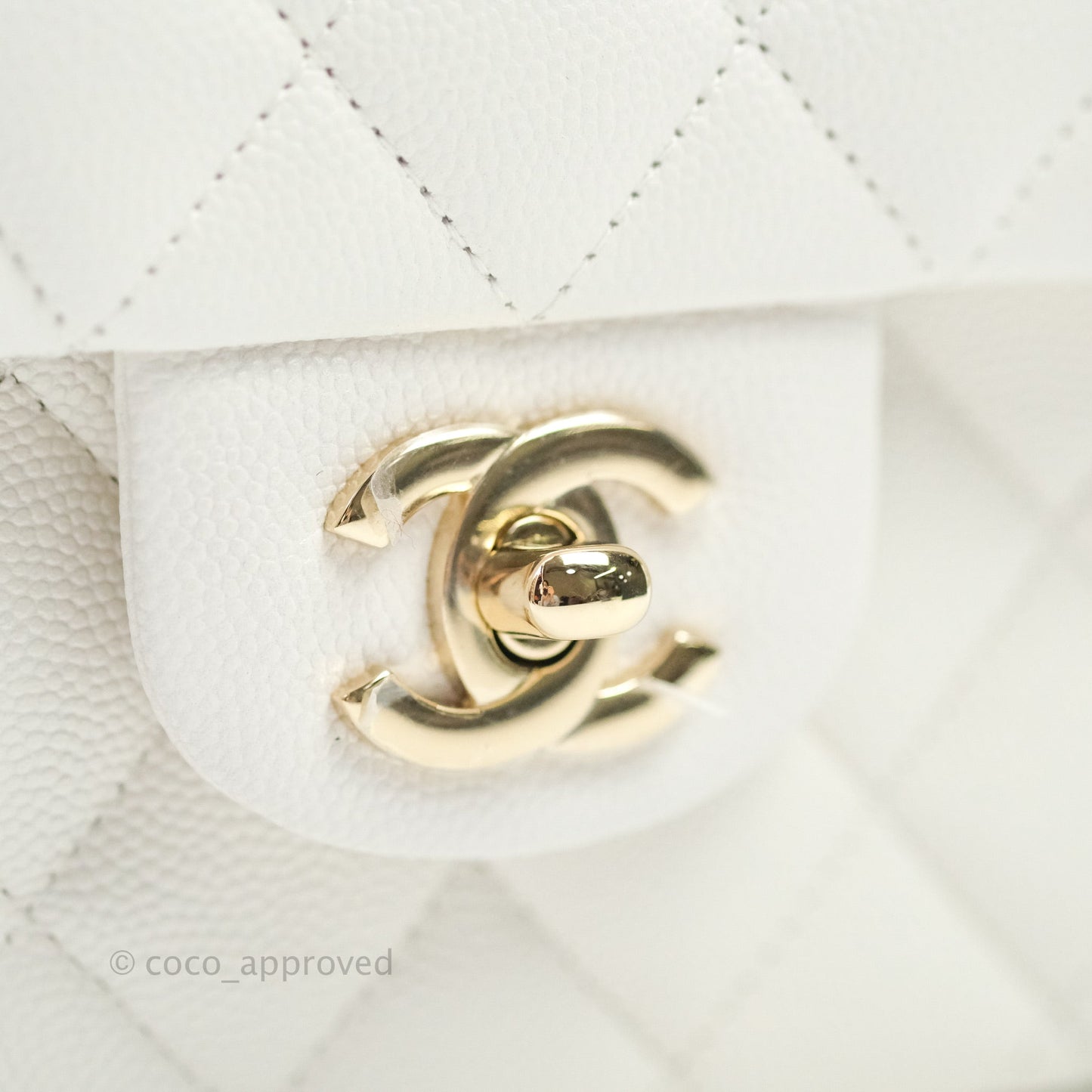 Chanel Classic Small S/M Flap Ivory White Caviar Gold Hardware