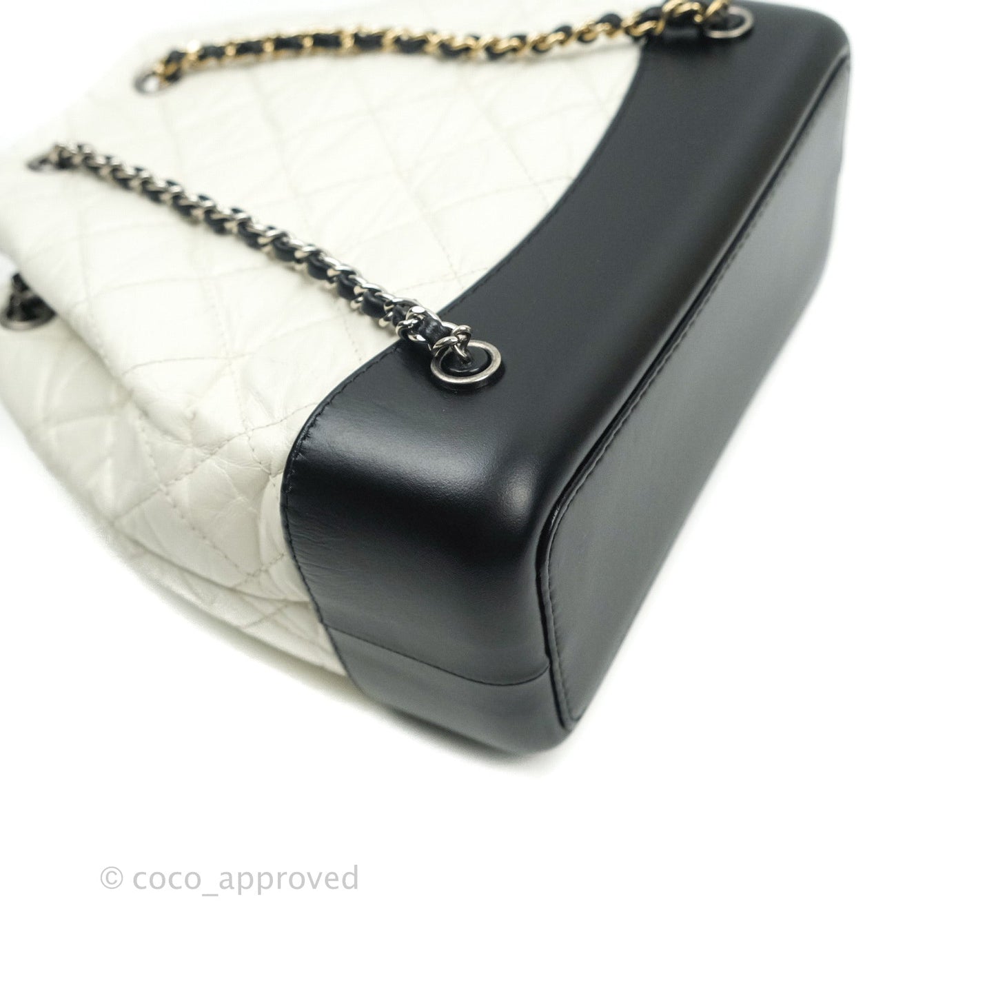 Chanel Gabrielle Backpack Black Aged Calfskin Small White Black