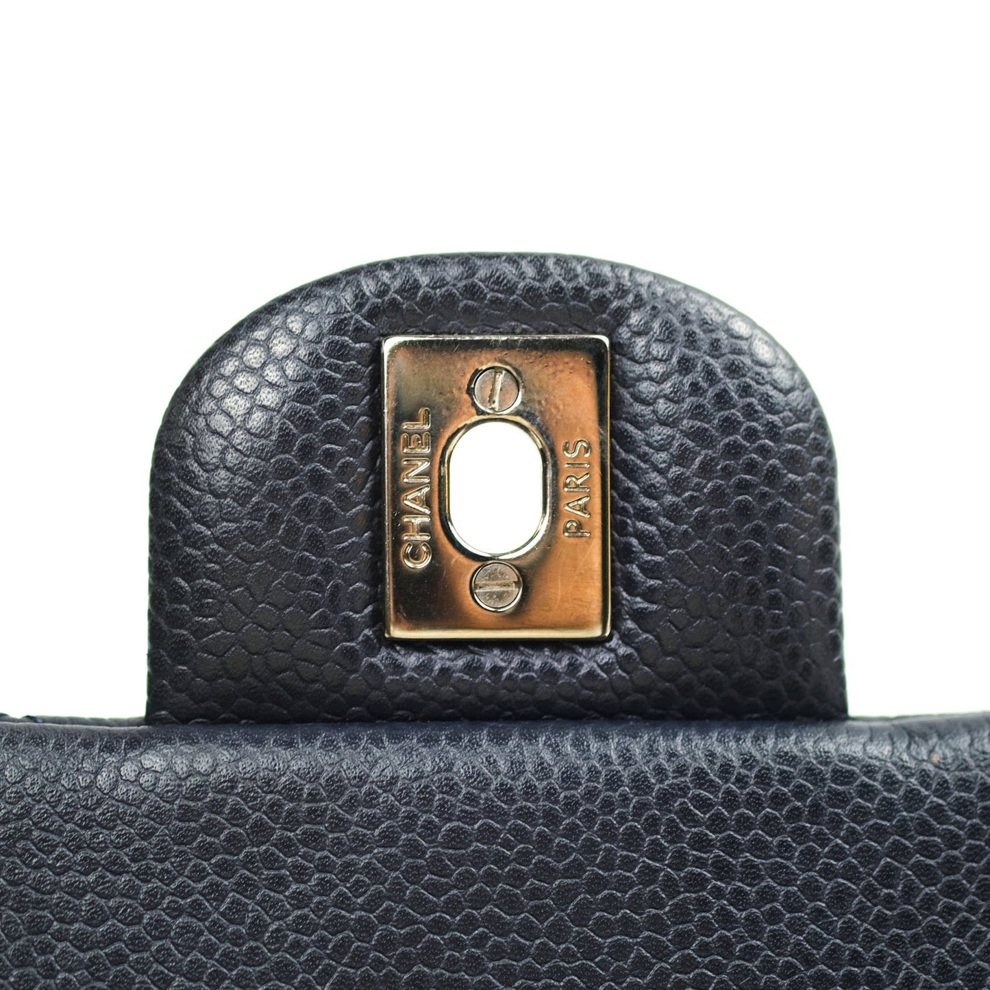 Chanel Quilted Clutch with Chain Dark Navy Caviar Silver Hardware