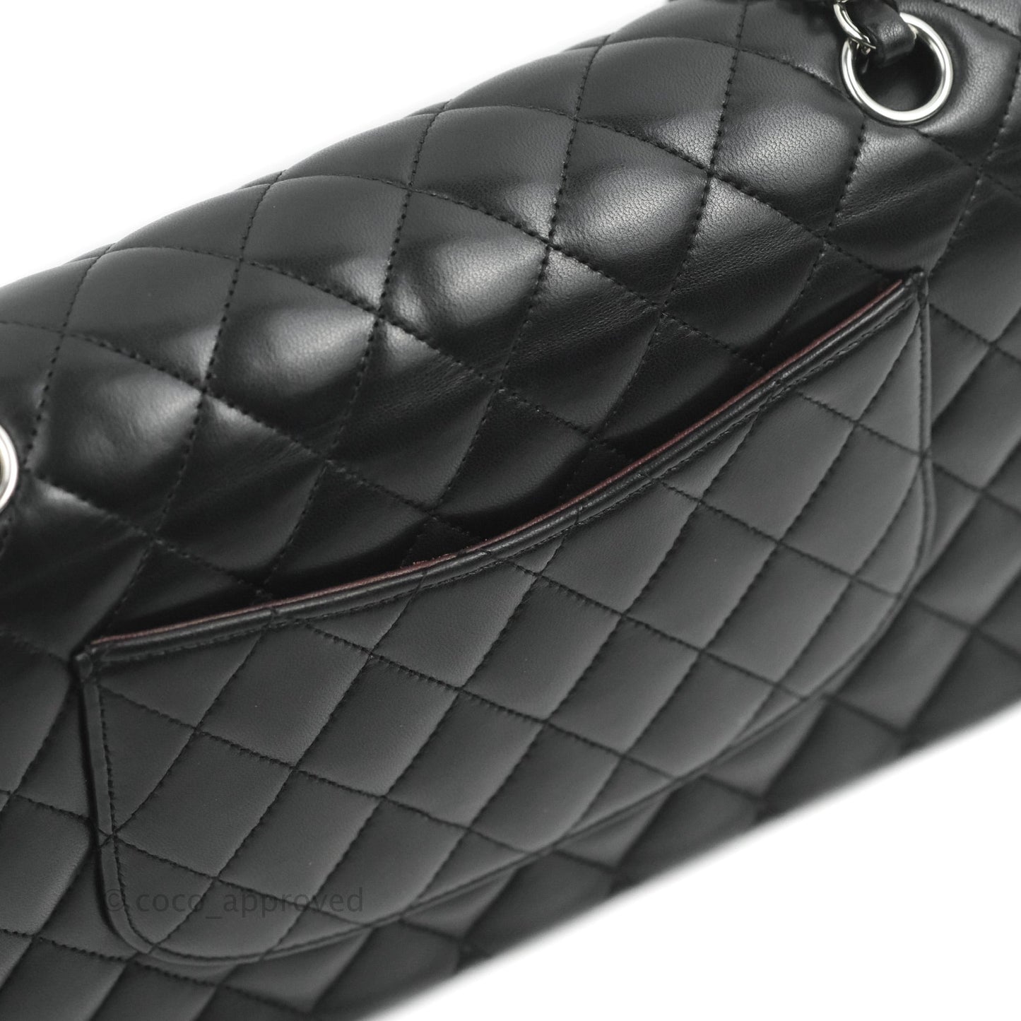Chanel Classic M/L Medium Flap Quilted Black Lambskin Silver Hardware