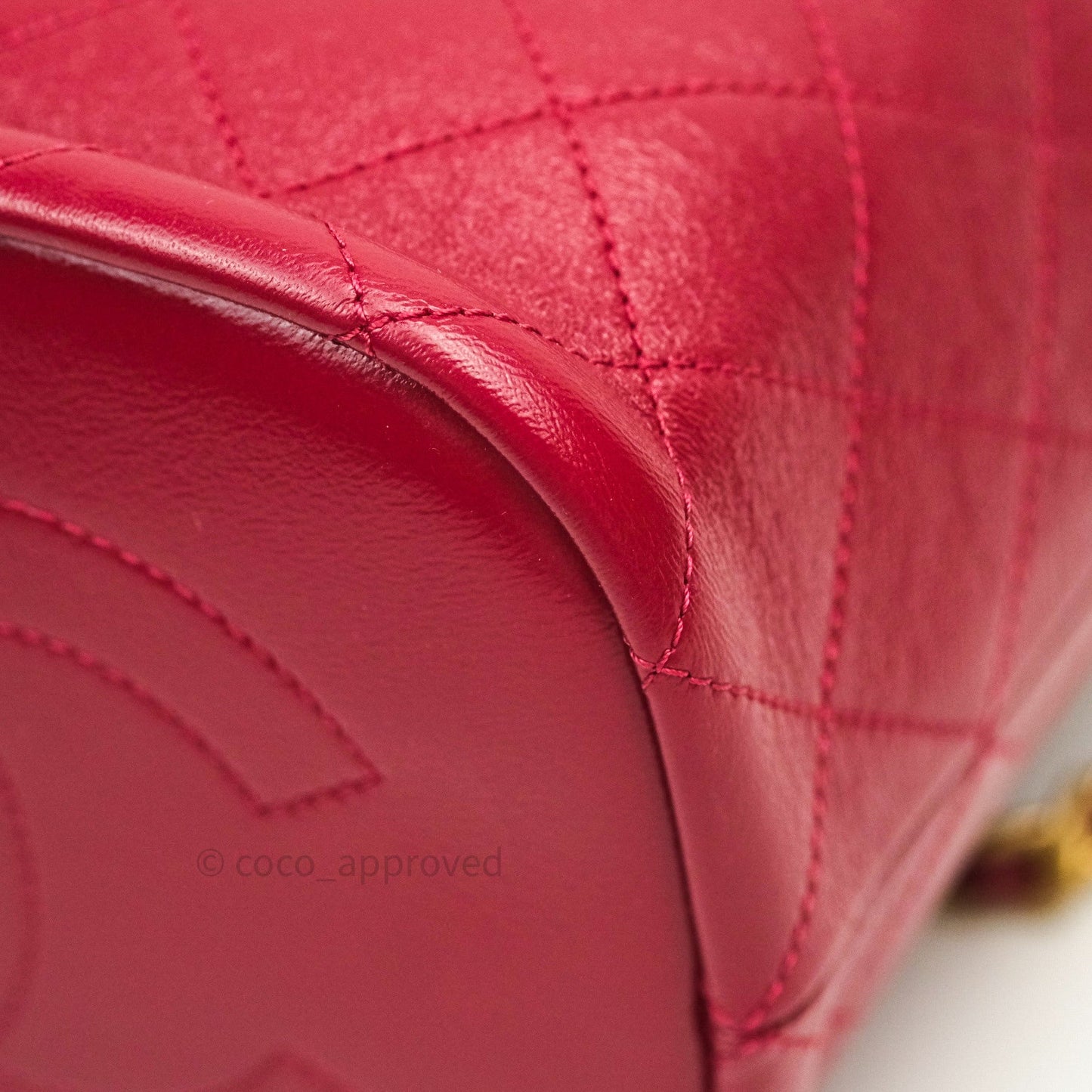 Chanel Drawstring Bucket Bag Red Calfskin Gold Hardware 20S