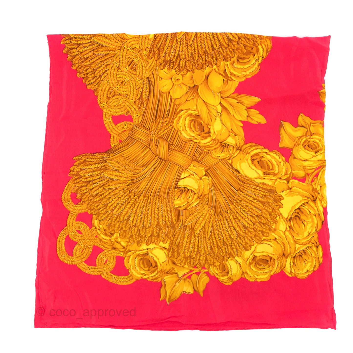 Chanel Floral Print Scarf Red/Gold