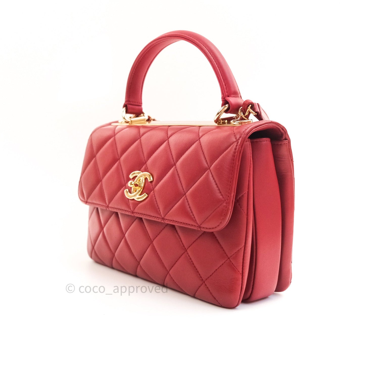 Chanel Quilted Small Trendy CC Flap Bag Red Lambskin Gold Hardware