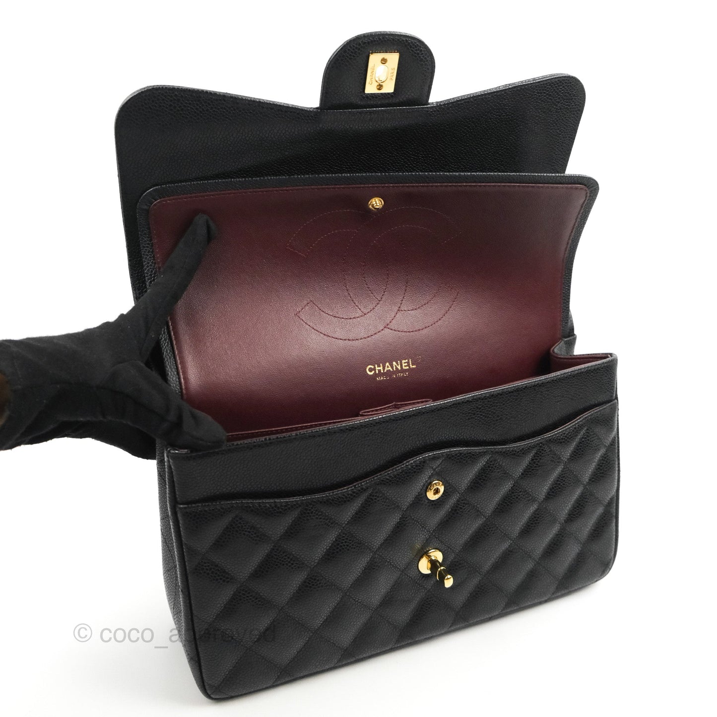 Chanel Jumbo Double Flap Black Caviar Gold Hardware⁣⁣