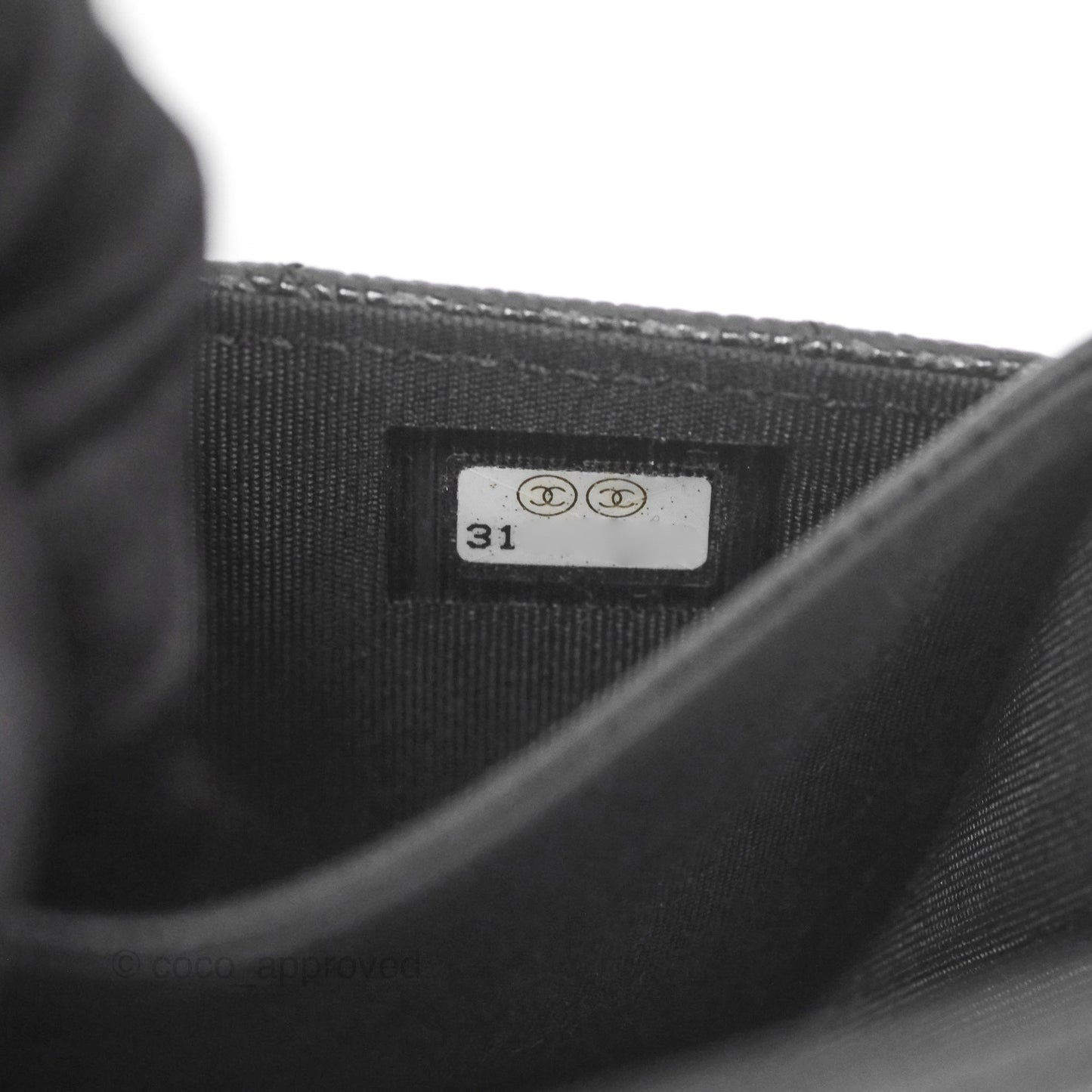 Chanel Quilted Boy Flap Card Holder Black Caviar Ruthenium Hardware
