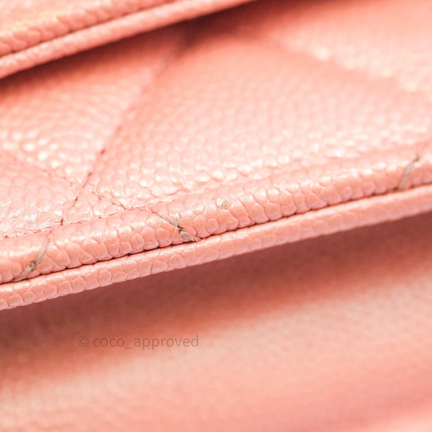 Chanel Quilted Wallet on Chain WOC Iridescent Pink Caviar Gold Hardware 19S
