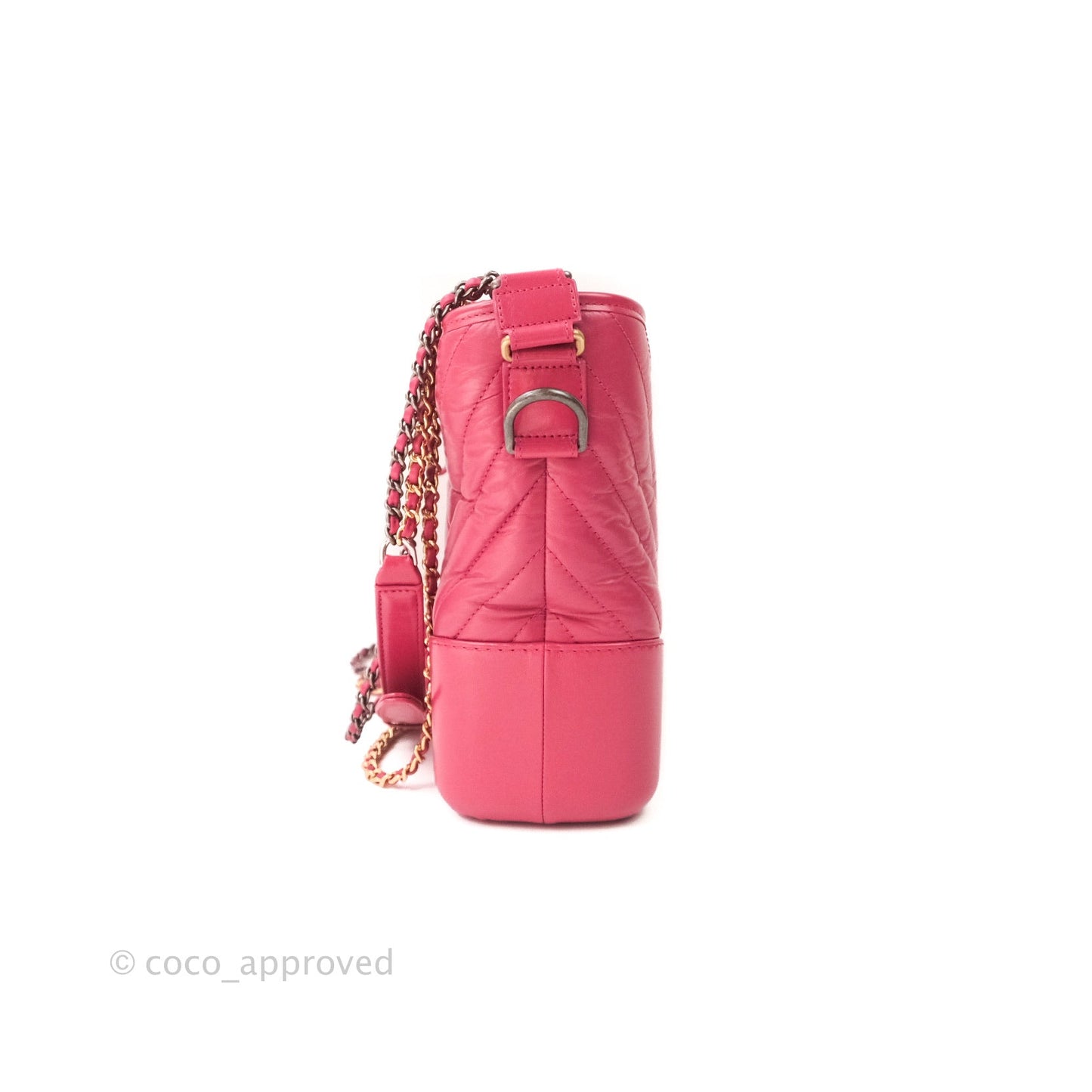 Chanel Chevron Medium Gabrielle Hobo Pink Aged Calfskin Mixed Hardware
