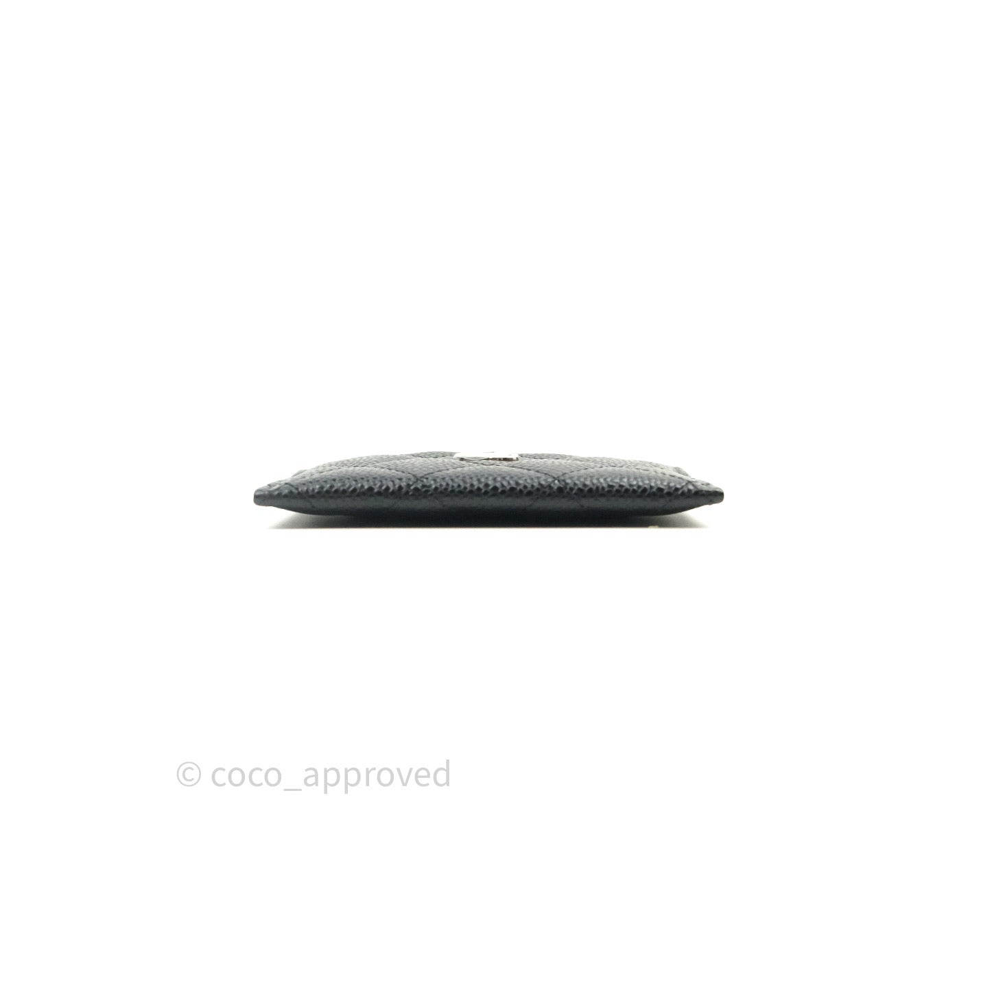 Chanel Black Classic Caviar Flat Card Holder Silver Hardware