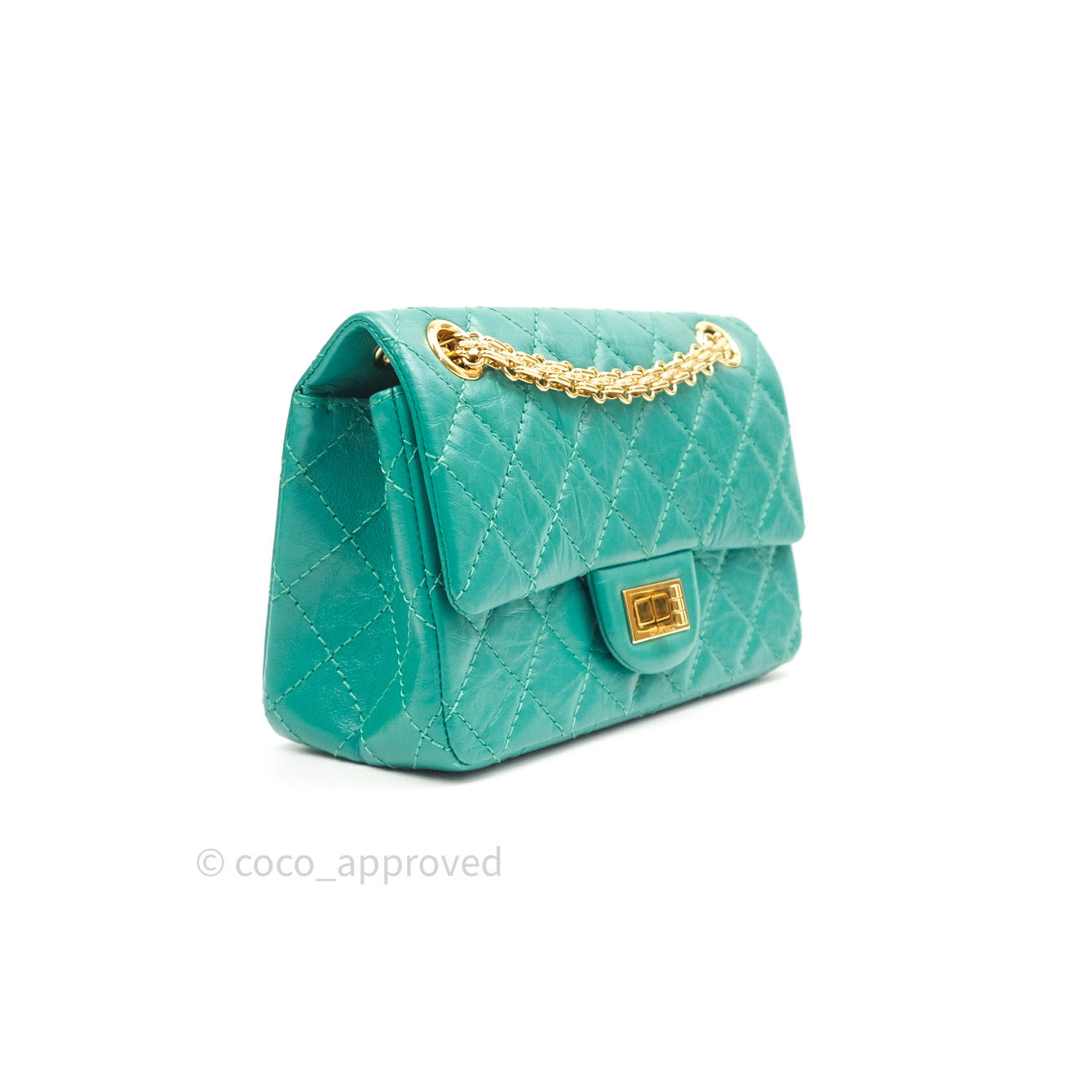 Chanel Mini Reissue 224 Green Aged Calfskin Gold Hardware