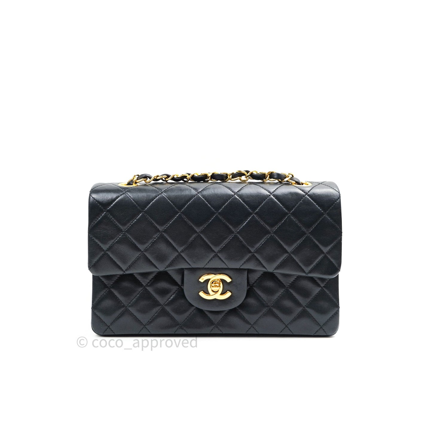 Chanel Vintage Classic Double Flap S/M Small Black Lambskin 24K Gold Hardware