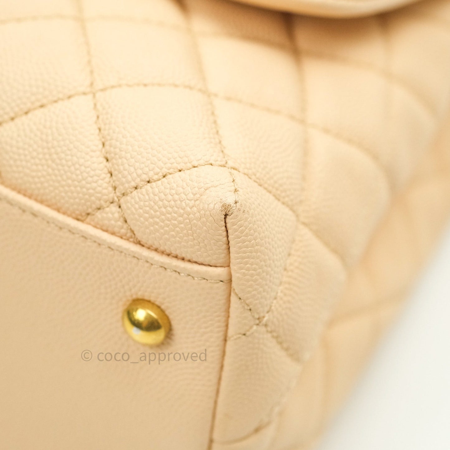 Chanel Small Coco Handle Quilted Beige Caviar Gold Hardware