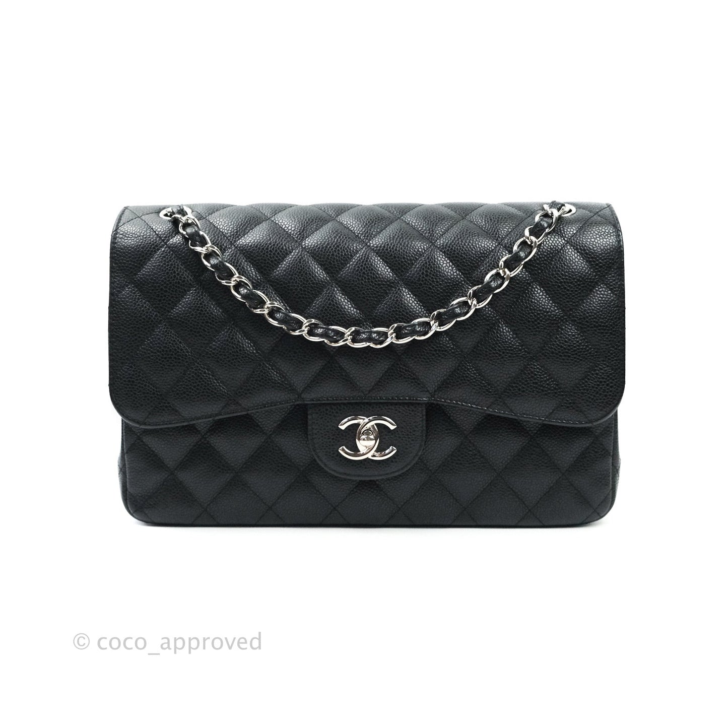 Chanel Classic Jumbo Double Flap Black Caviar Silver Hardware⁣⁣
