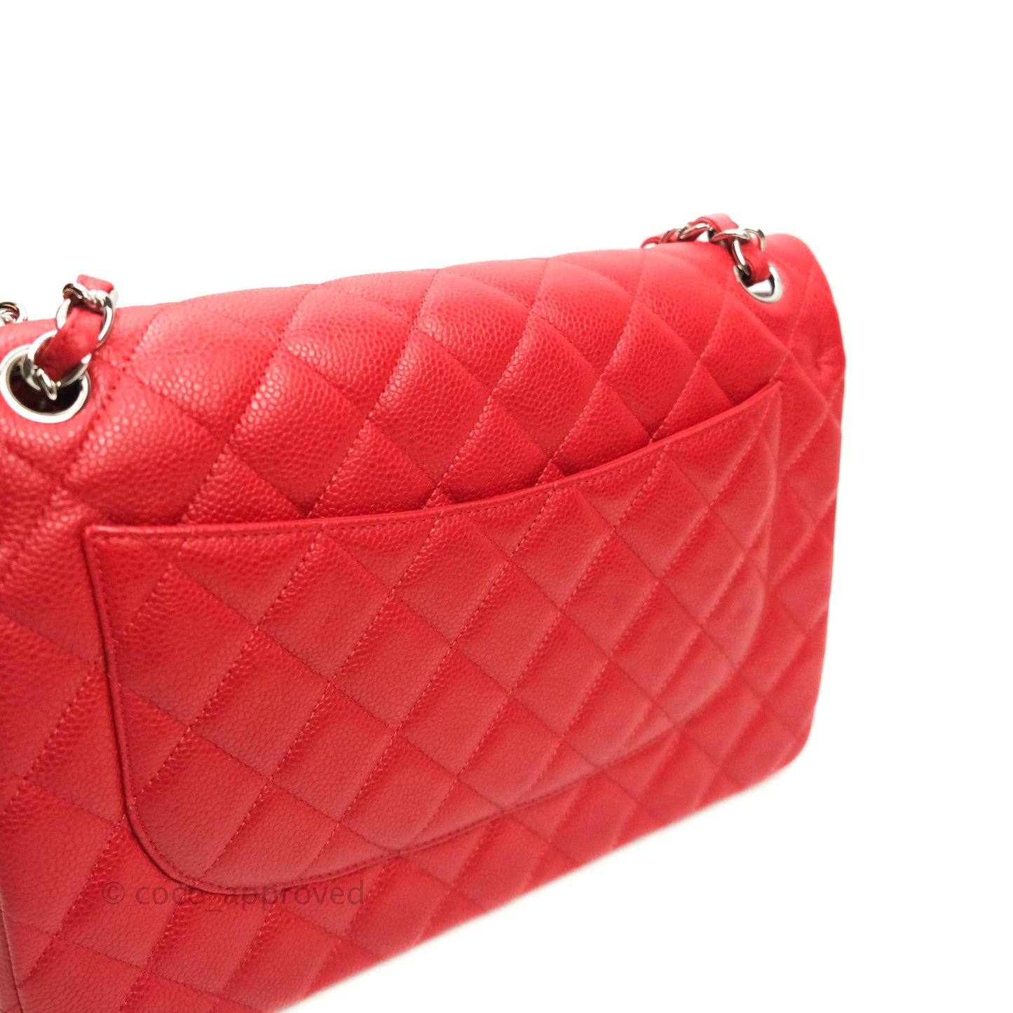 Chanel Classic Jumbo Double Flap Red Caviar Silver Hardware⁣⁣