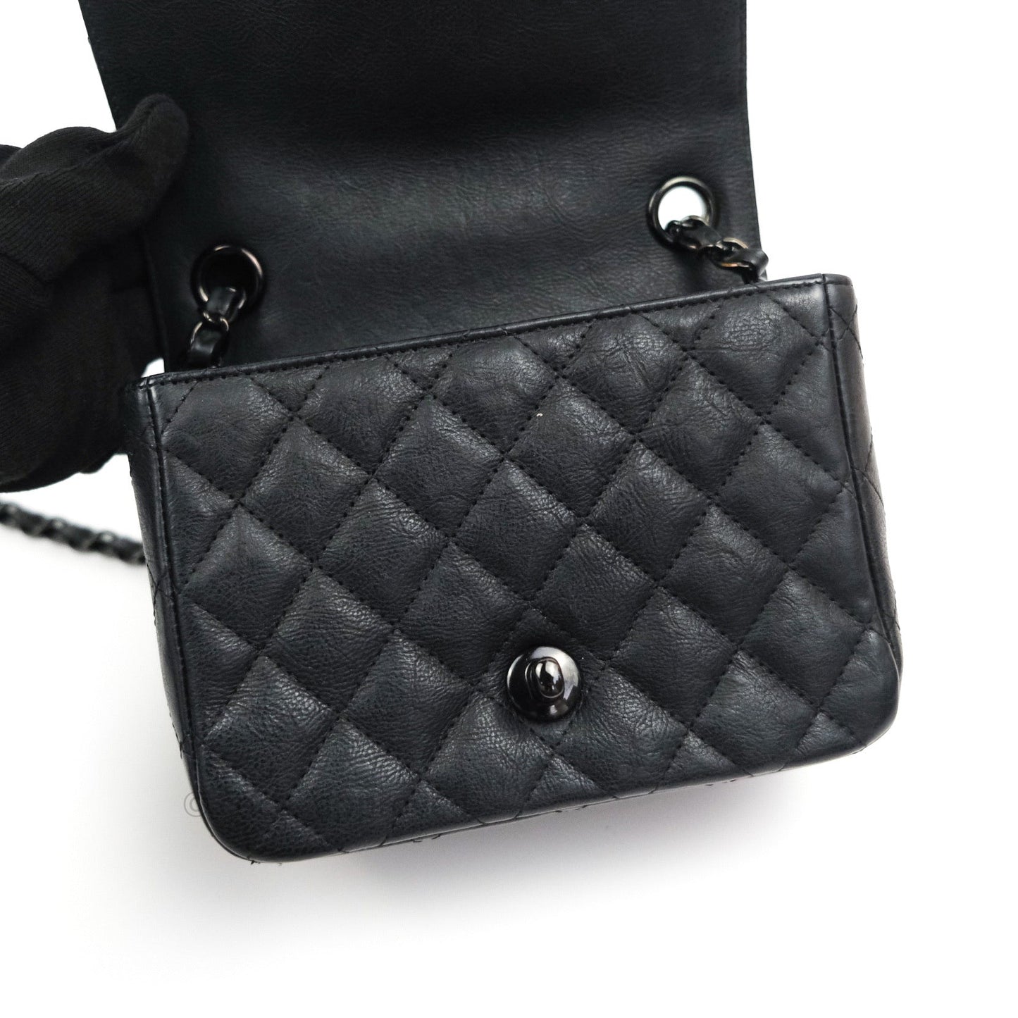 Chanel Quilted Mini Square Flap So Black Crumpled Calfskin