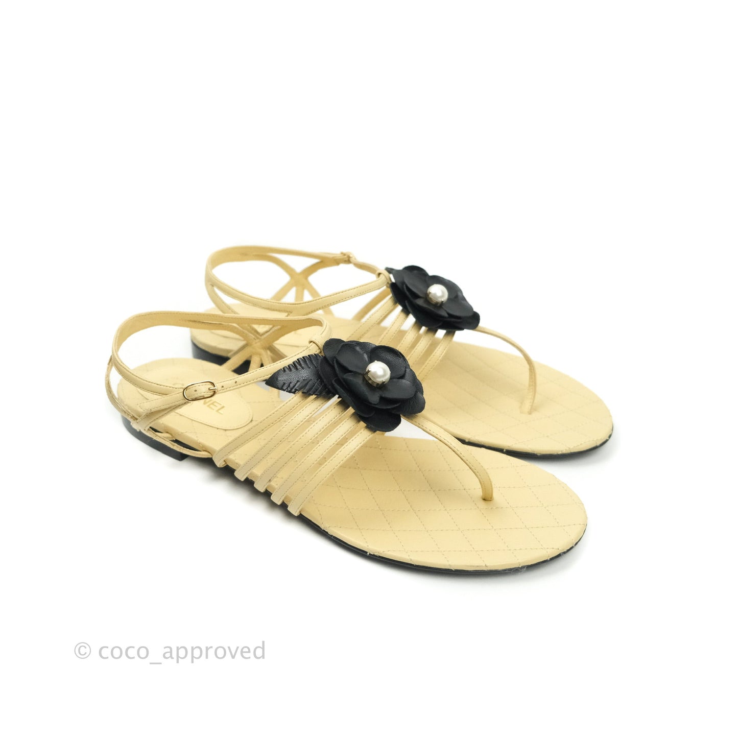 Chanel Sandal Beige Camellia 39 1/2