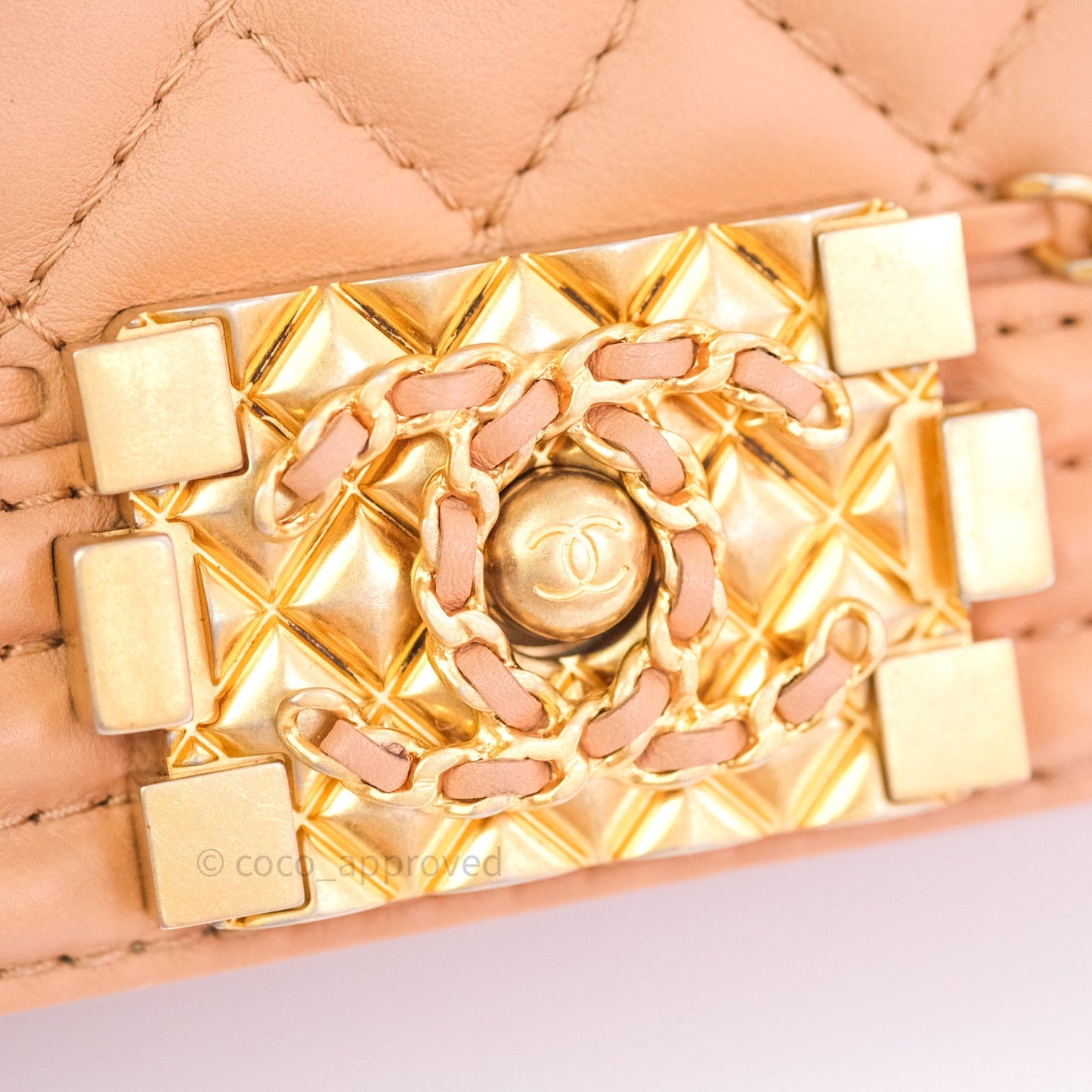 Chanel Boy Quilted Medium Dark Beige Calfskin Gold Hardware 20C