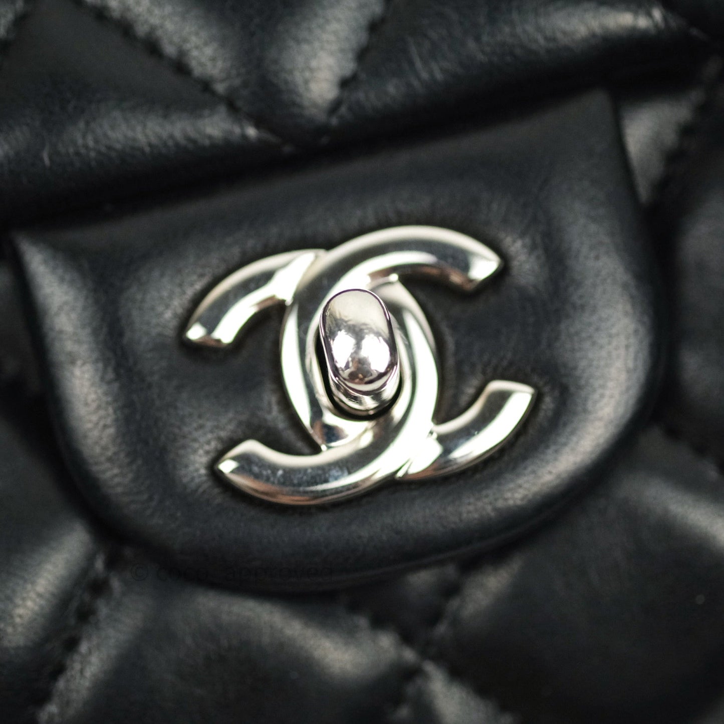 Chanel Quilted Clutch with Chain Black Lambskin Silver Hardware