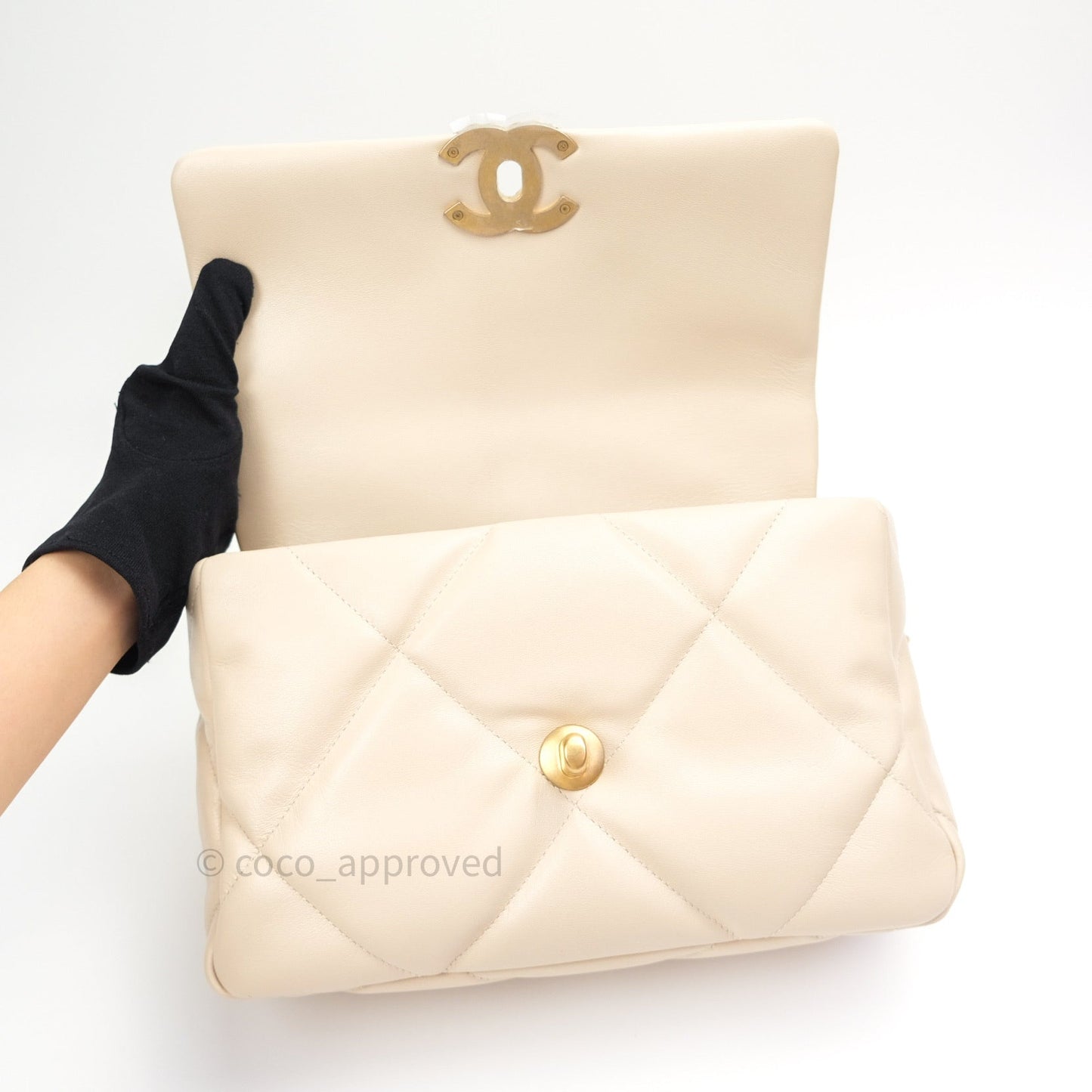 Chanel 19 Small Beige Goatskin Mixed Hardware