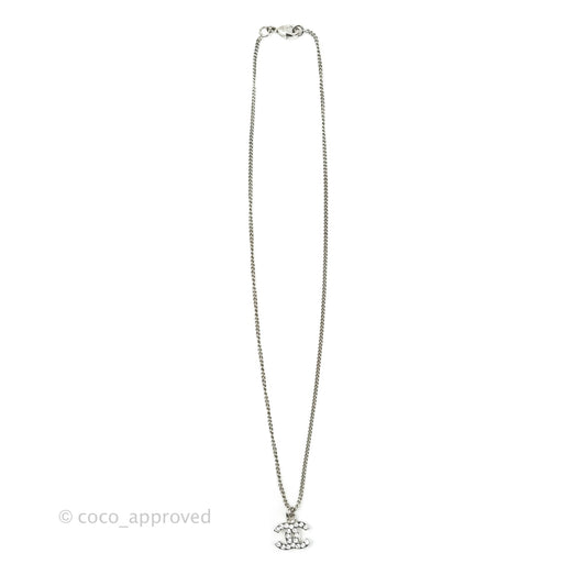 Chanel CC Crystal Necklace Silver Tone 11V
