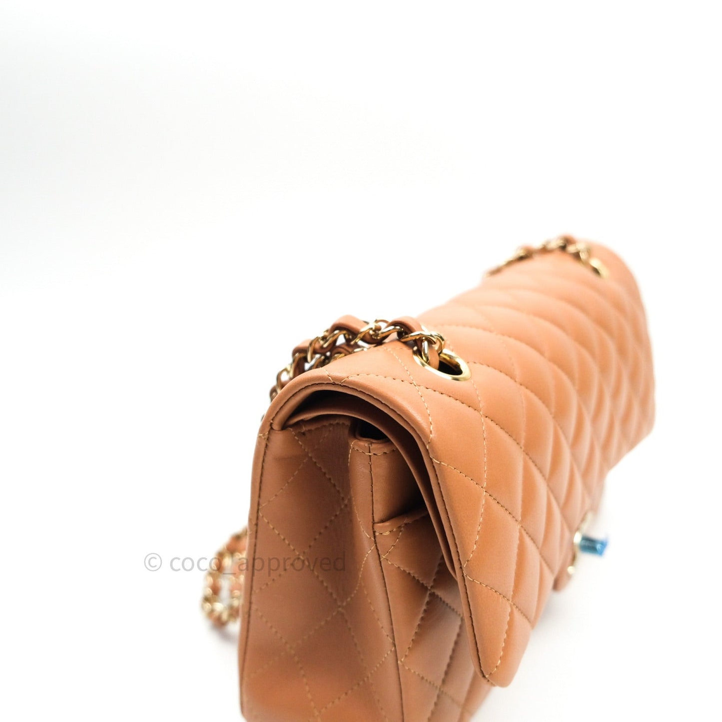 Chanel Classic M/L Medium Flap Quilted Dark Beige Caramel Lambskin Gold Hardware 21P