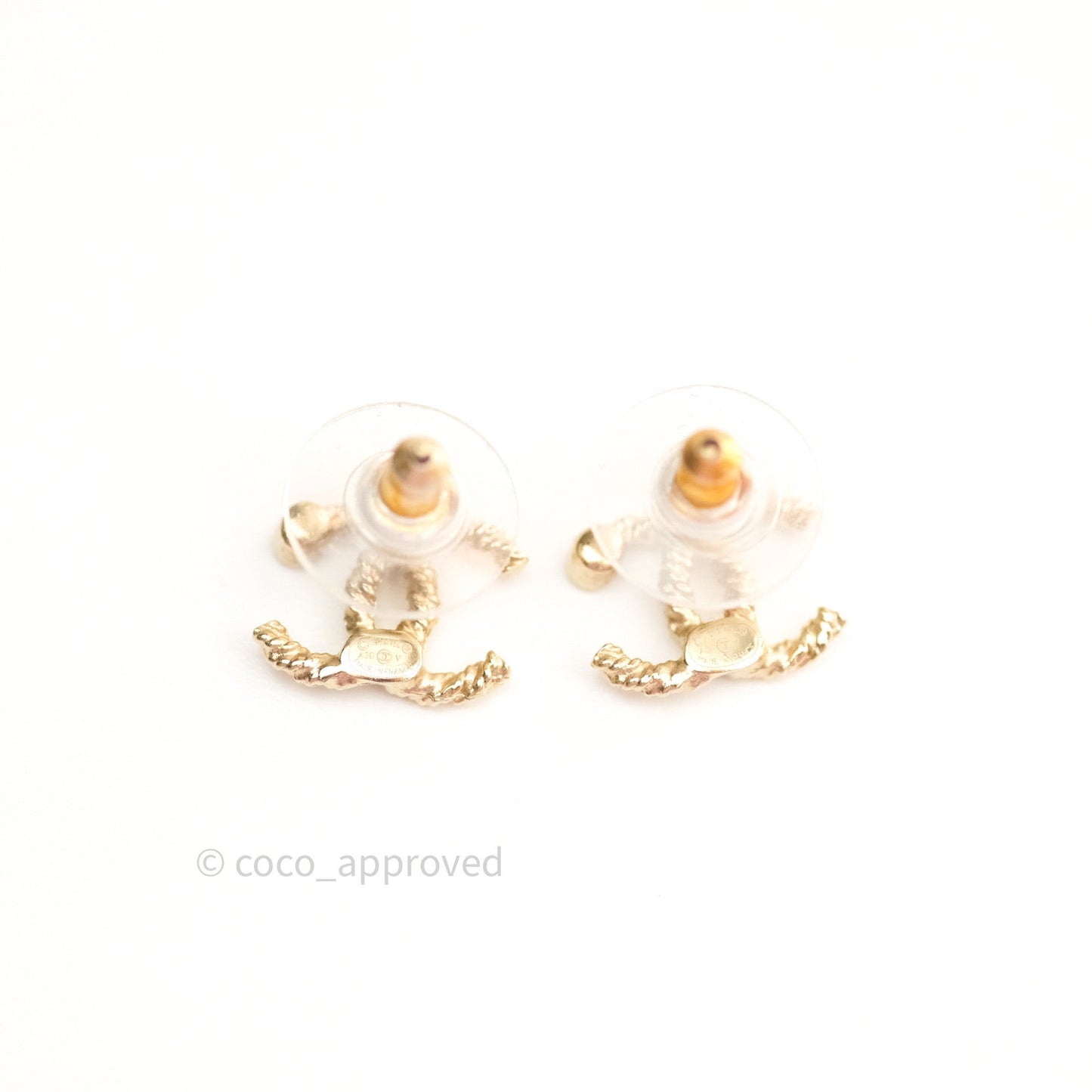 Chanel CC Earrings Gold Tone
