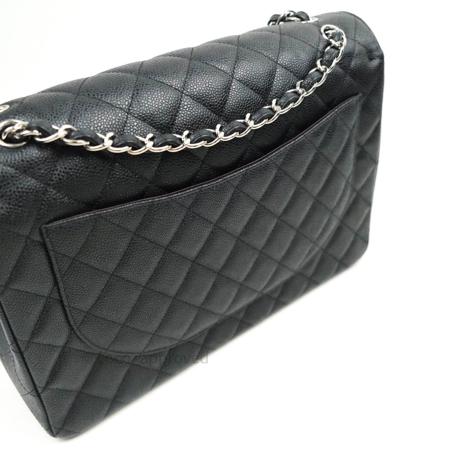 Chanel Classic Jumbo Double Flap Maxi Black Caviar Silver Hardware