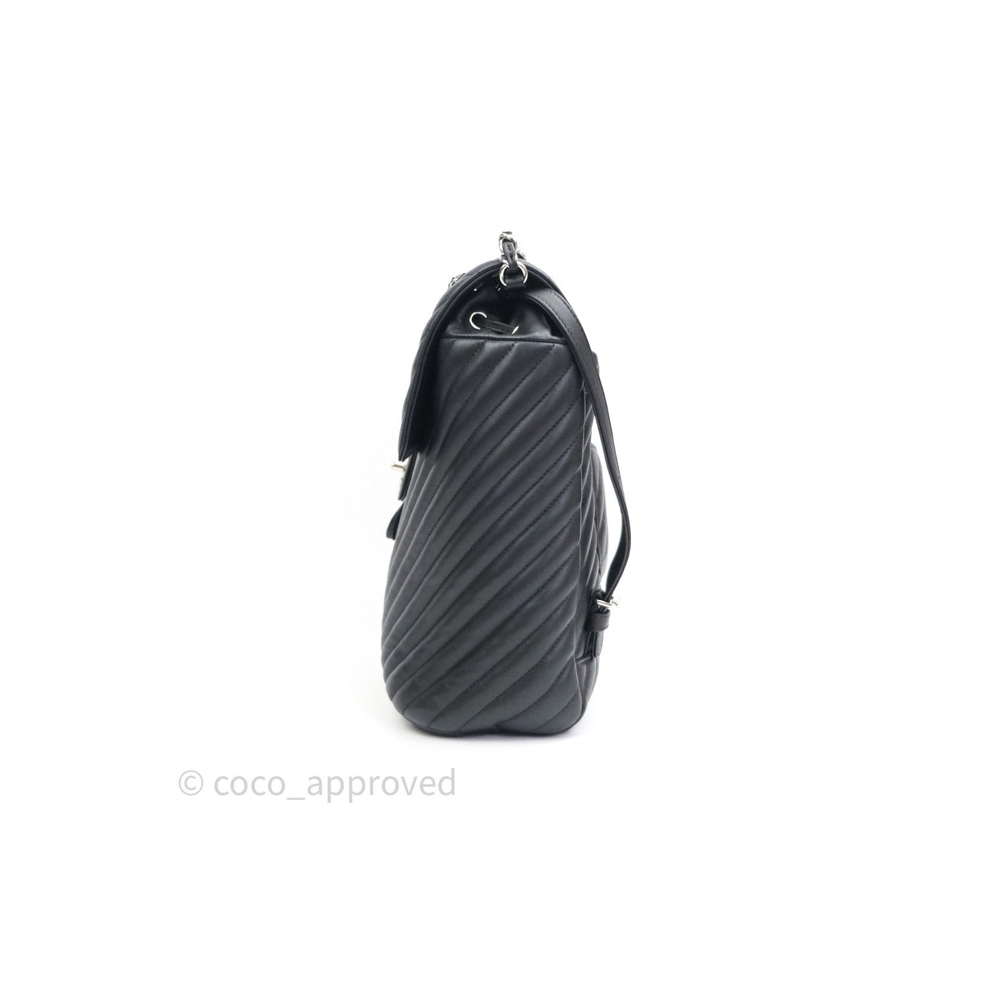 Chanel Calfskin Chevron Small Urban Spirit Backpack Black Silver Hardware