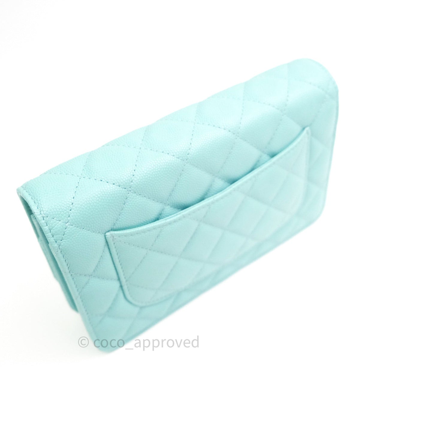 Chanel Quilted Wallet on Chain WOC Tiffany Blue Caviar Light Gold Hardware