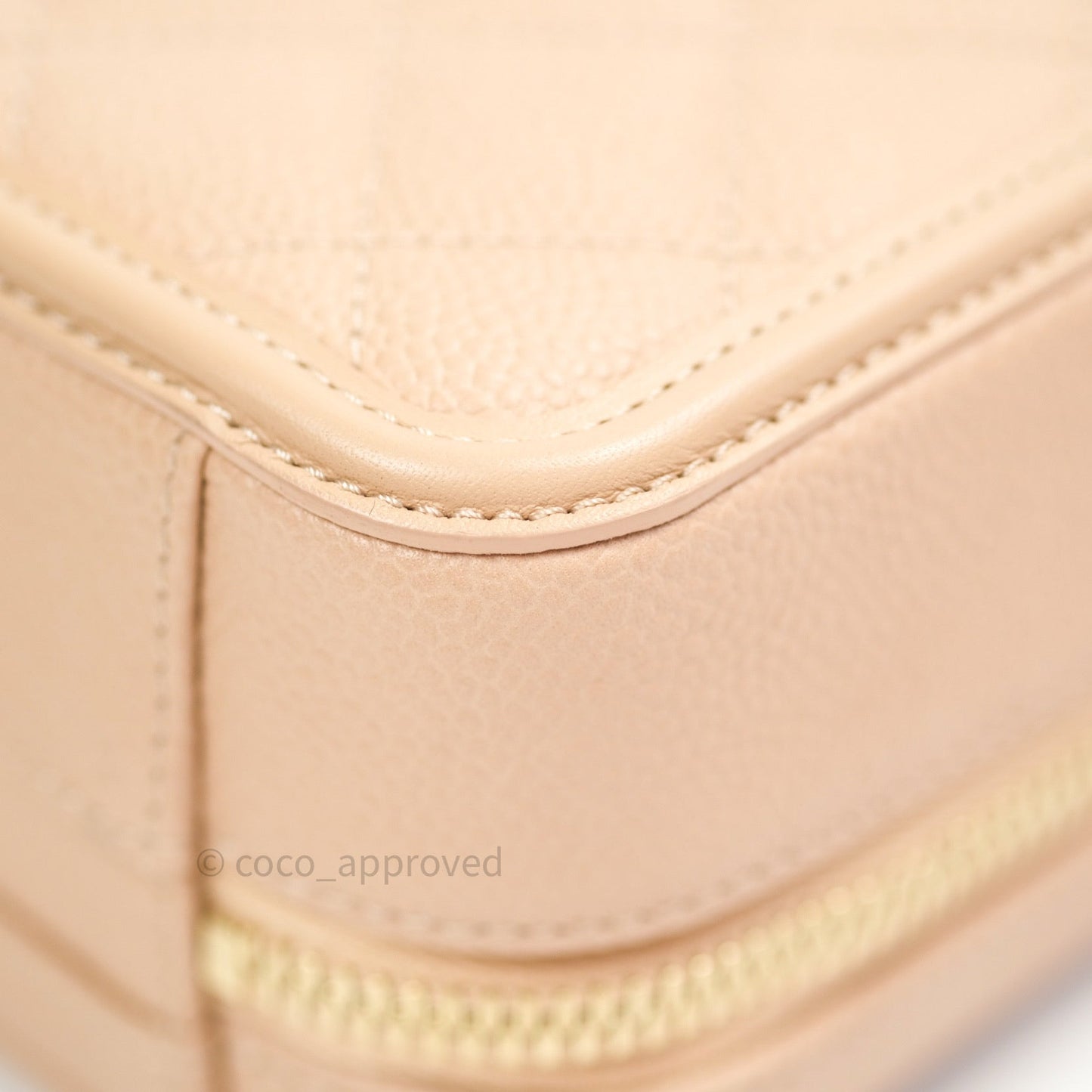 Chanel Quilted Small CC Filigree Vanity Case Beige Beige Caviar
