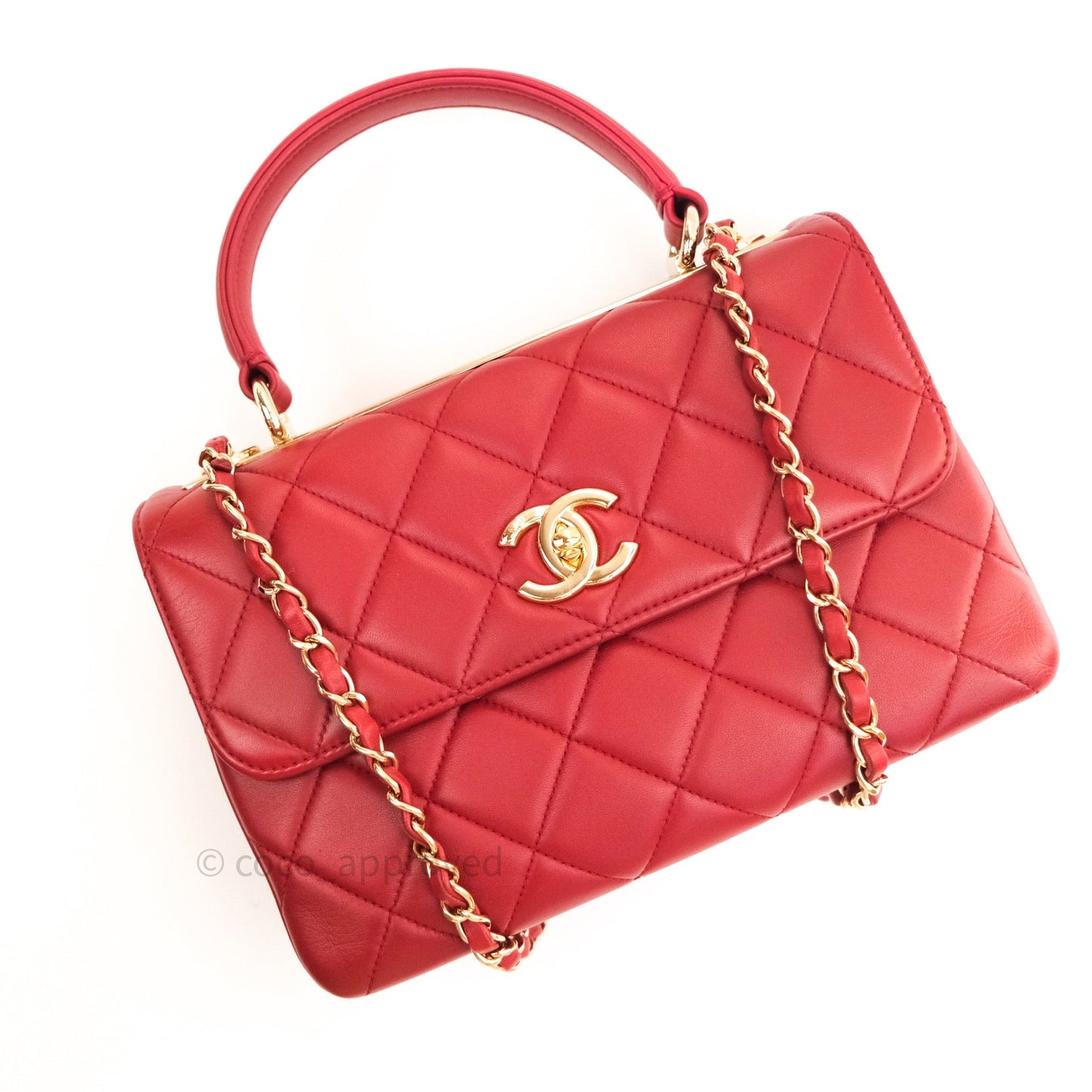 Chanel Quilted Small Trendy CC Flap Bag Red Lambskin Gold Hardware