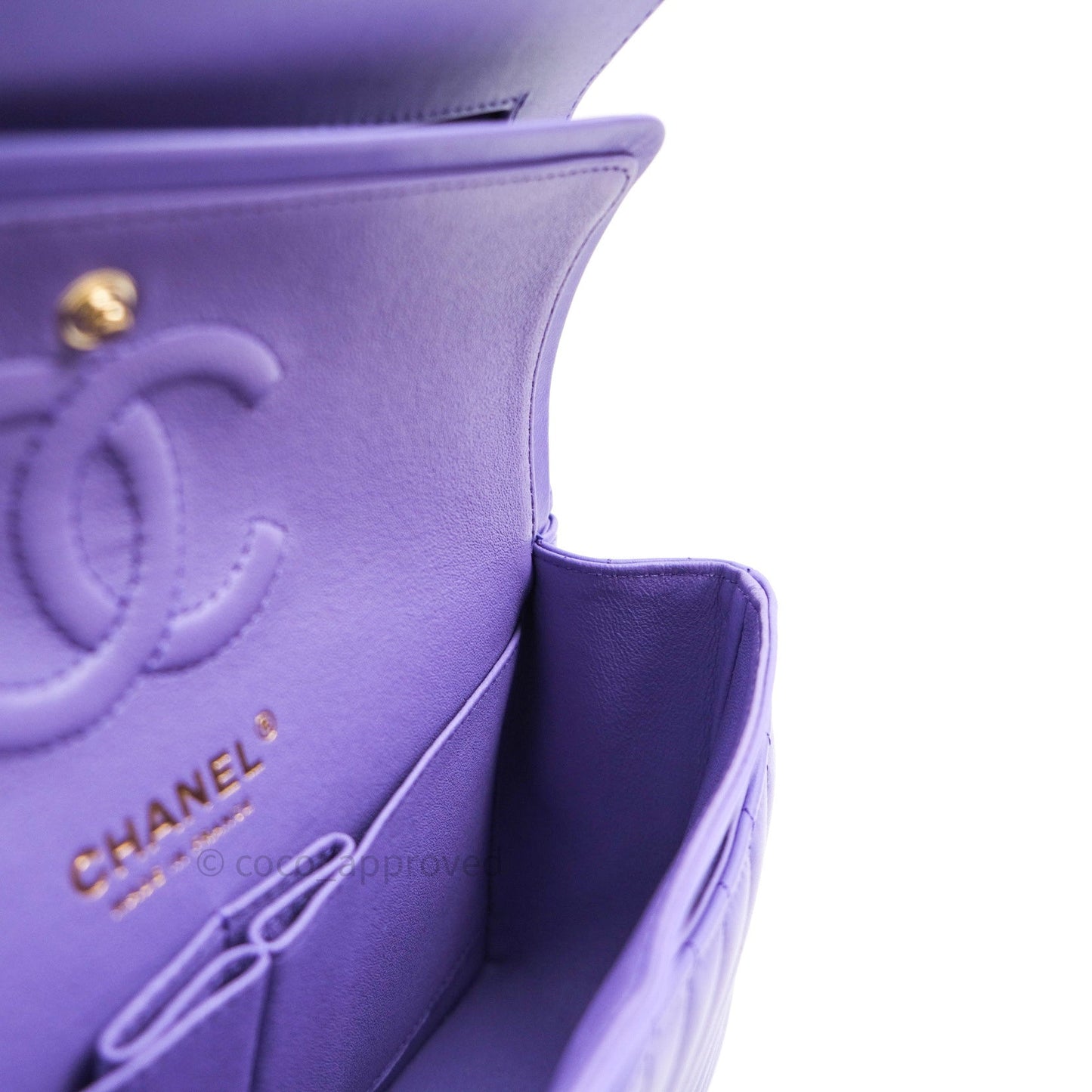 Chanel Classic Small S/M Flap Purple Lambskin Light Gold Hardware