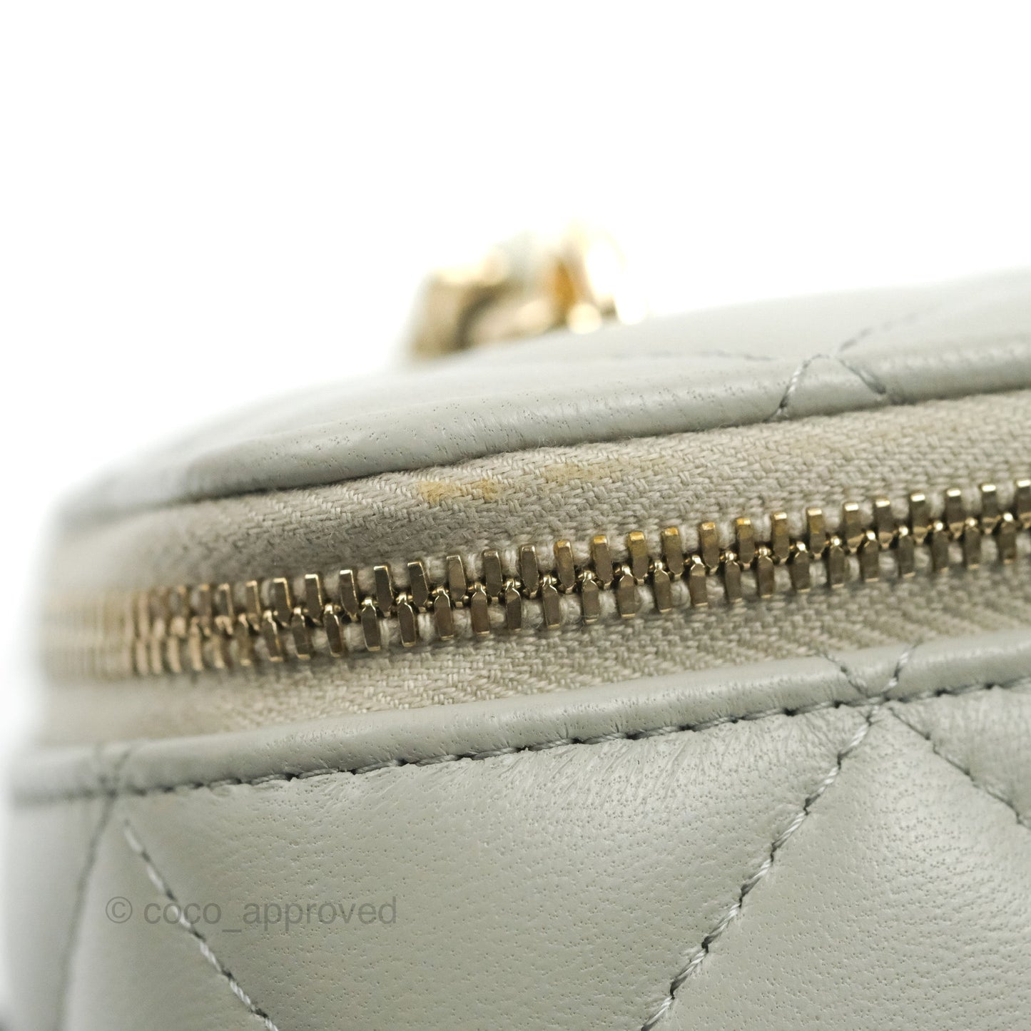 Chanel Vanity with Resin Chain Grey Lambskin Gold Hardware