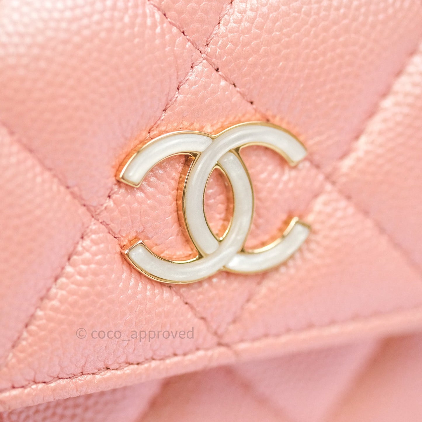 Chanel Classic Small Compact Wallet Iridescent Pink Large CC Hardware
