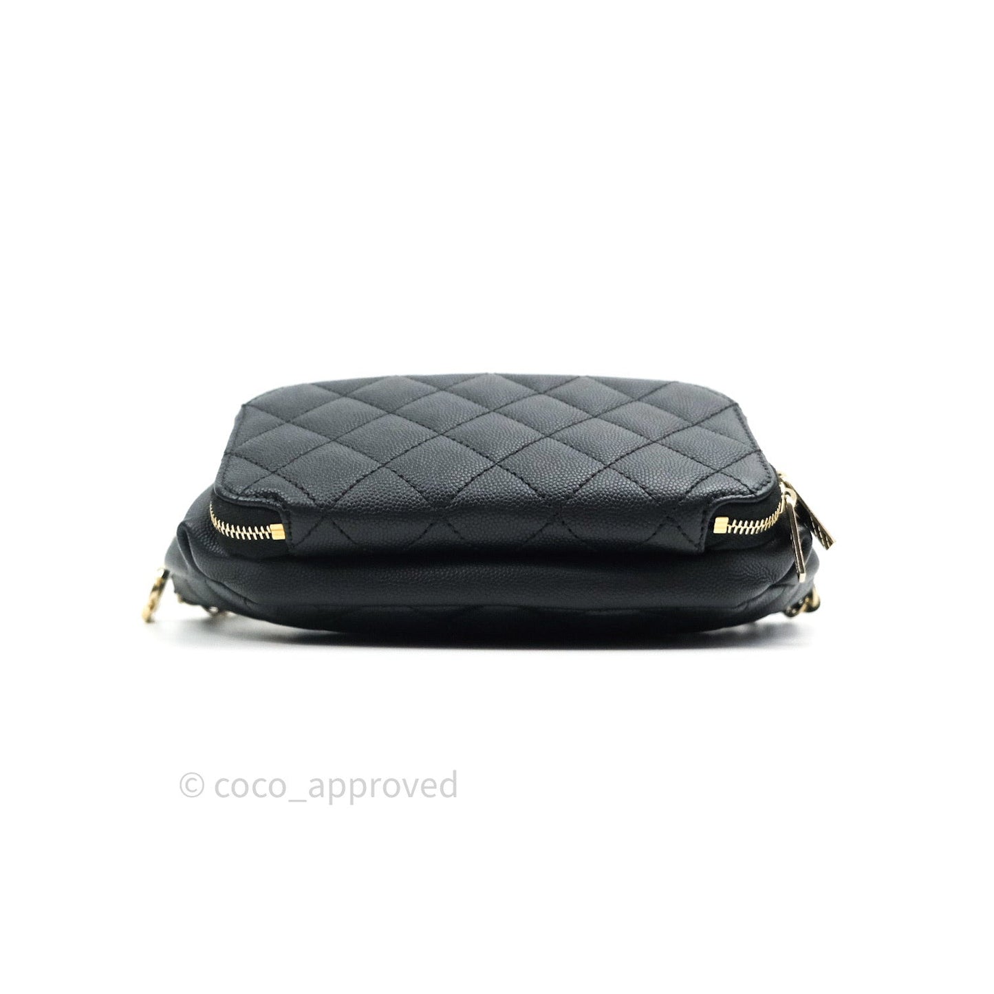 Chanel Quilted Business Affinity Waist Belt Bag Black Caviar Gold Hardware