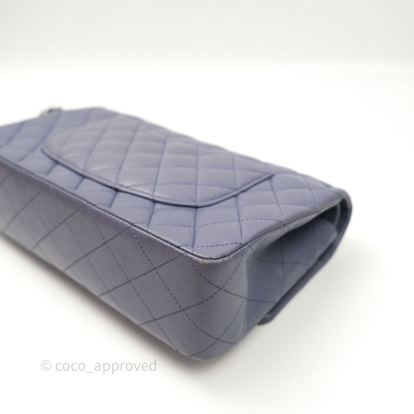 Chanel Classic M/L Medium Double Flap Lavender Blue Silver Hardware
