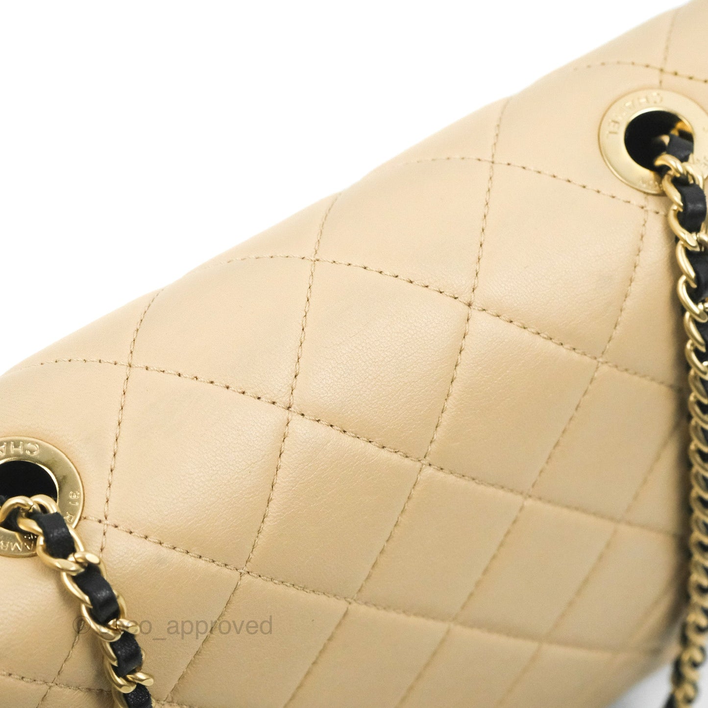 Chanel Quilted Graphic Flap Bag Black/Beige Calfskin Gold Hardware