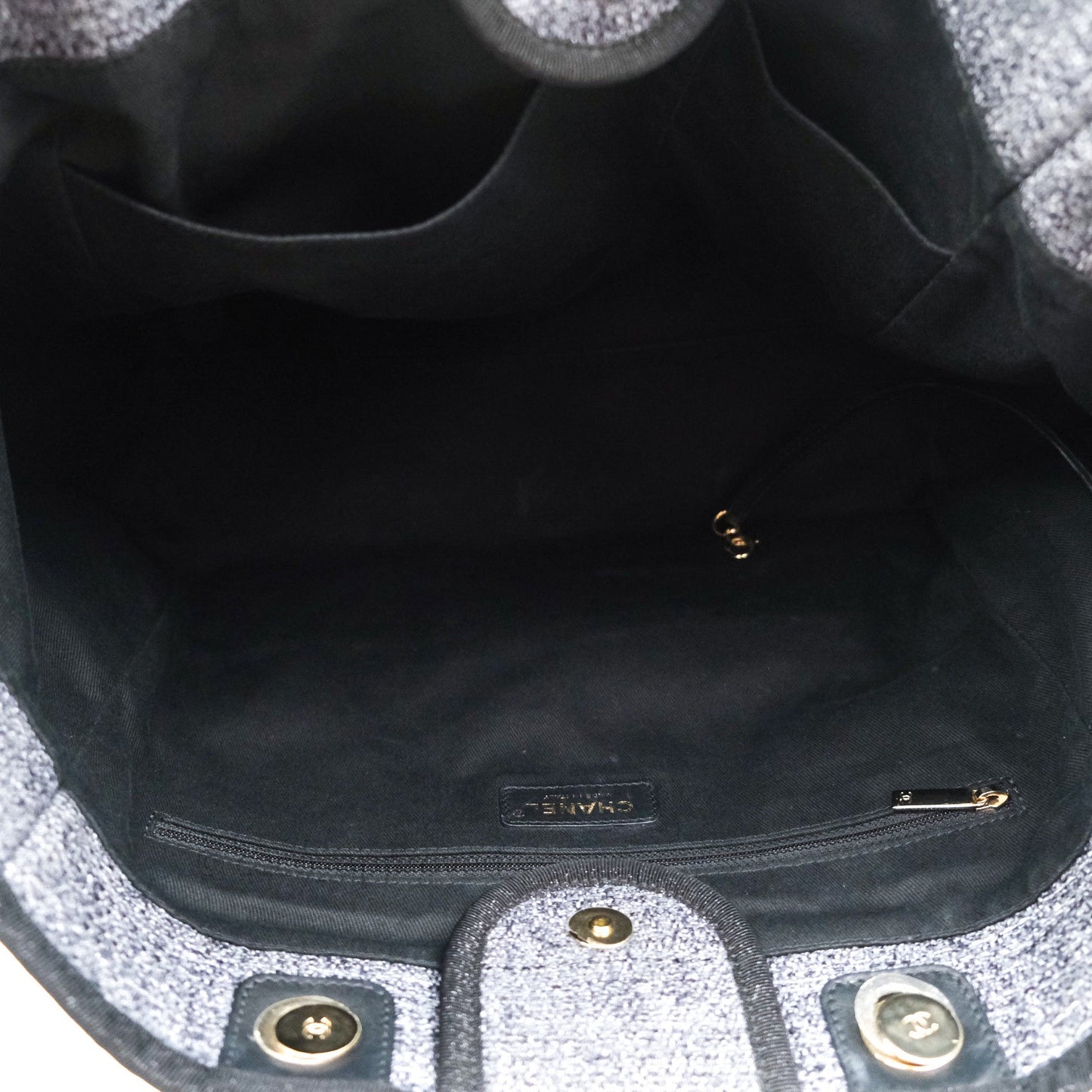 Chanel Large Deauville Charcoal Grey Canvas
