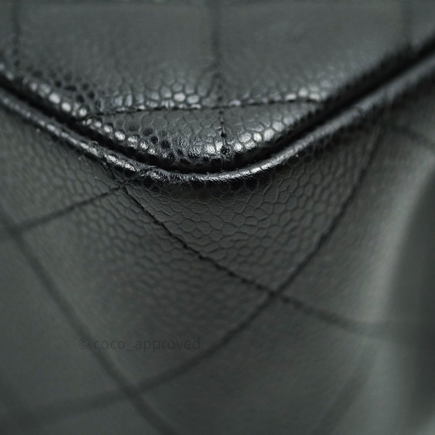Chanel Classic Jumbo Double Flap Black Quilted Caviar Silver Hardware⁣⁣