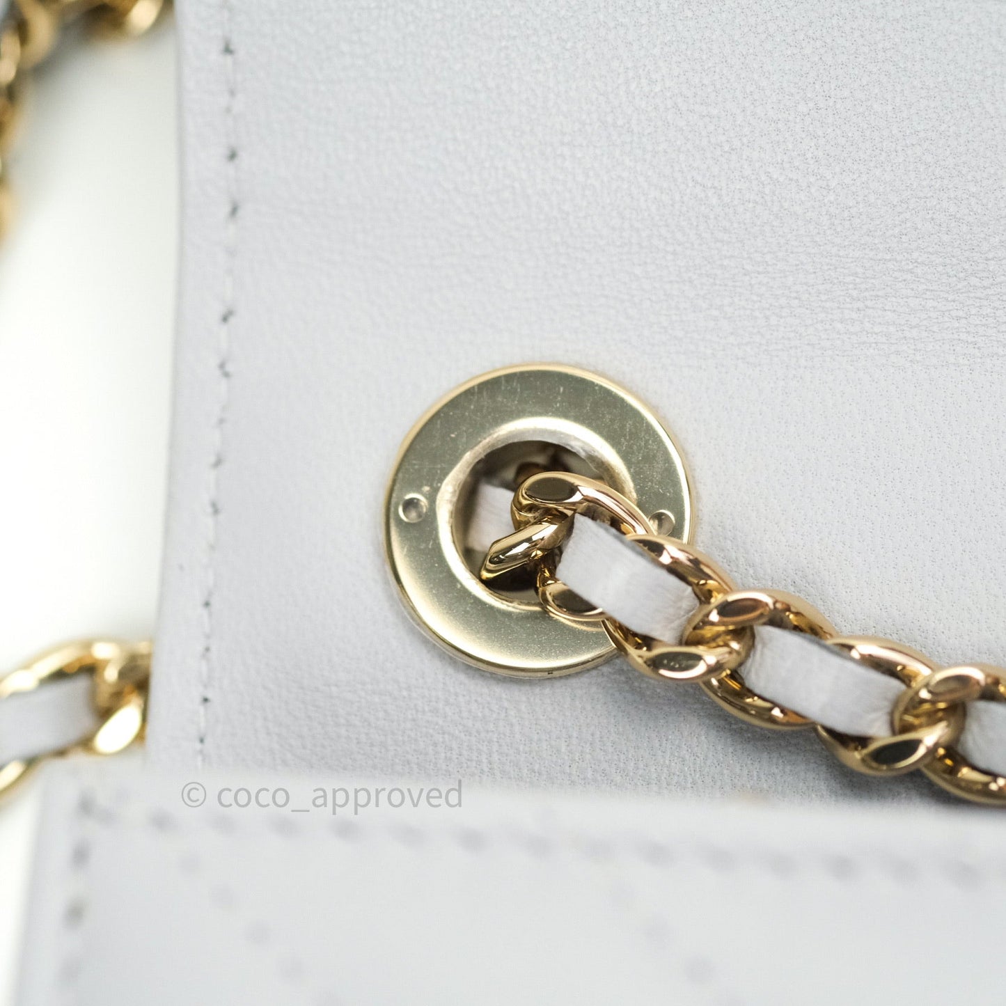 Chanel Mini Trendy CC Wallet On Chain WOC Lambskin Chevron Grey Gold Hardware