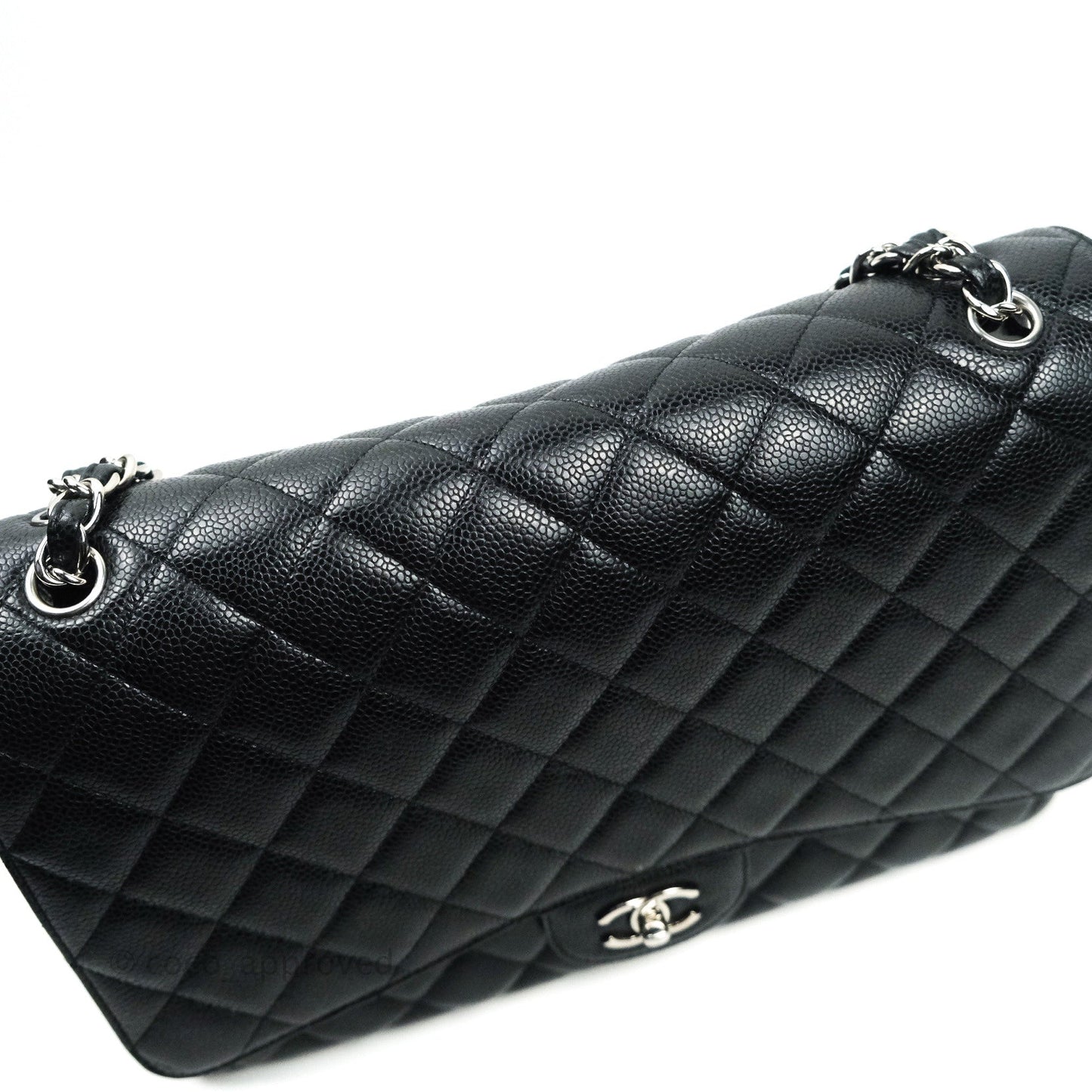 Chanel Quilted Maxi Single Flap Black Caviar Silver Hardware