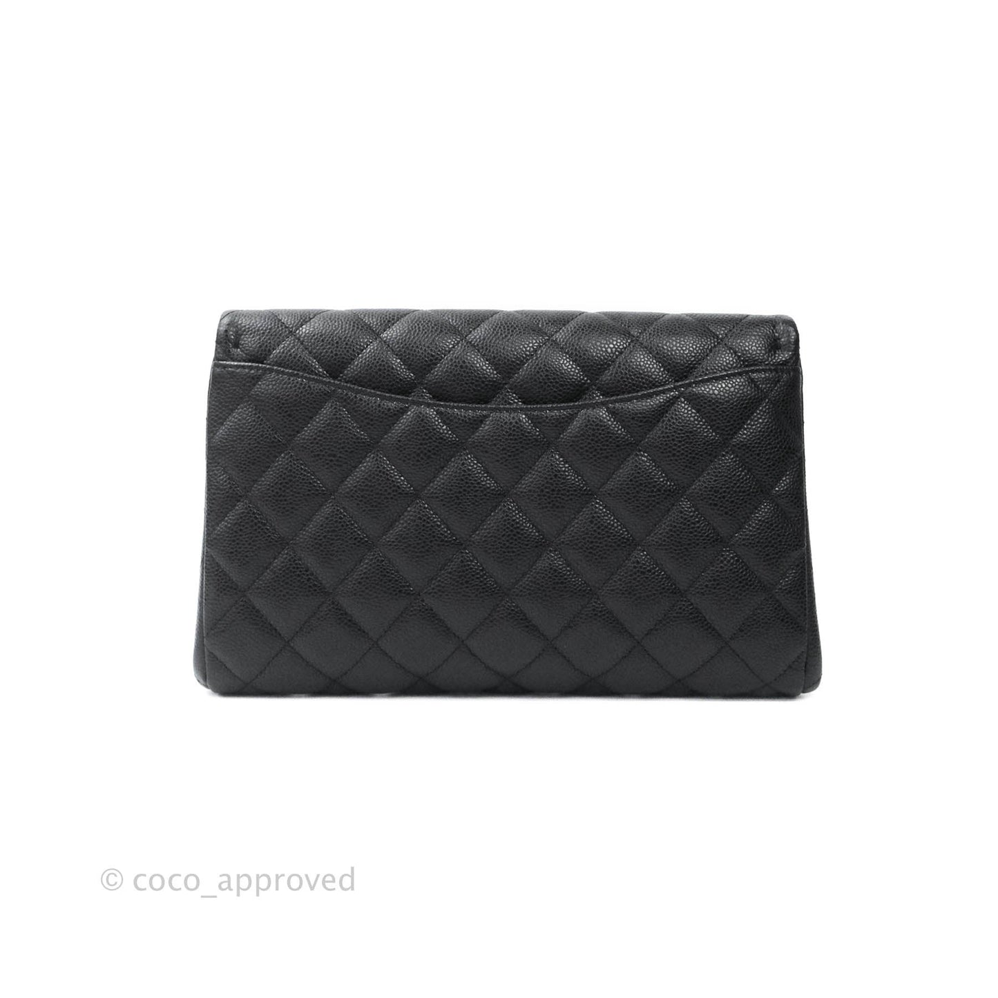 Chanel Quilted Clutch with Chain Black Caviar Silver Hardware